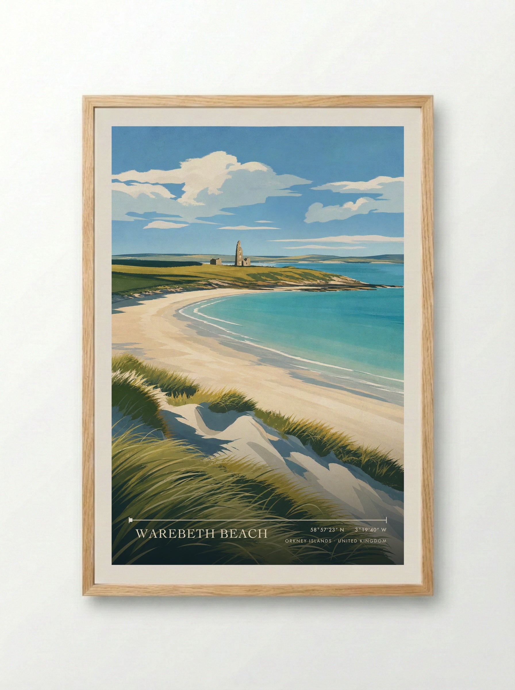 Warebeth Beach Orkney Islands United Kingdom Travel Poster - Framed Print Wood