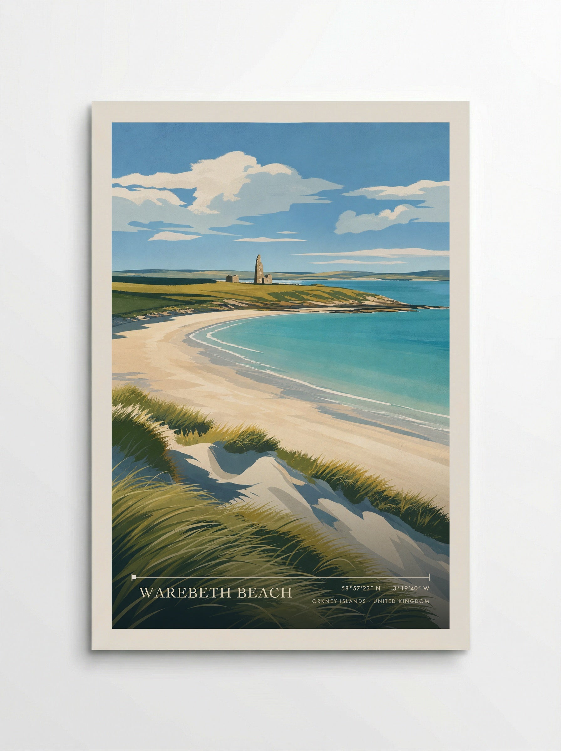 Warebeth Beach Orkney Islands United Kingdom Travel Poster - Poster