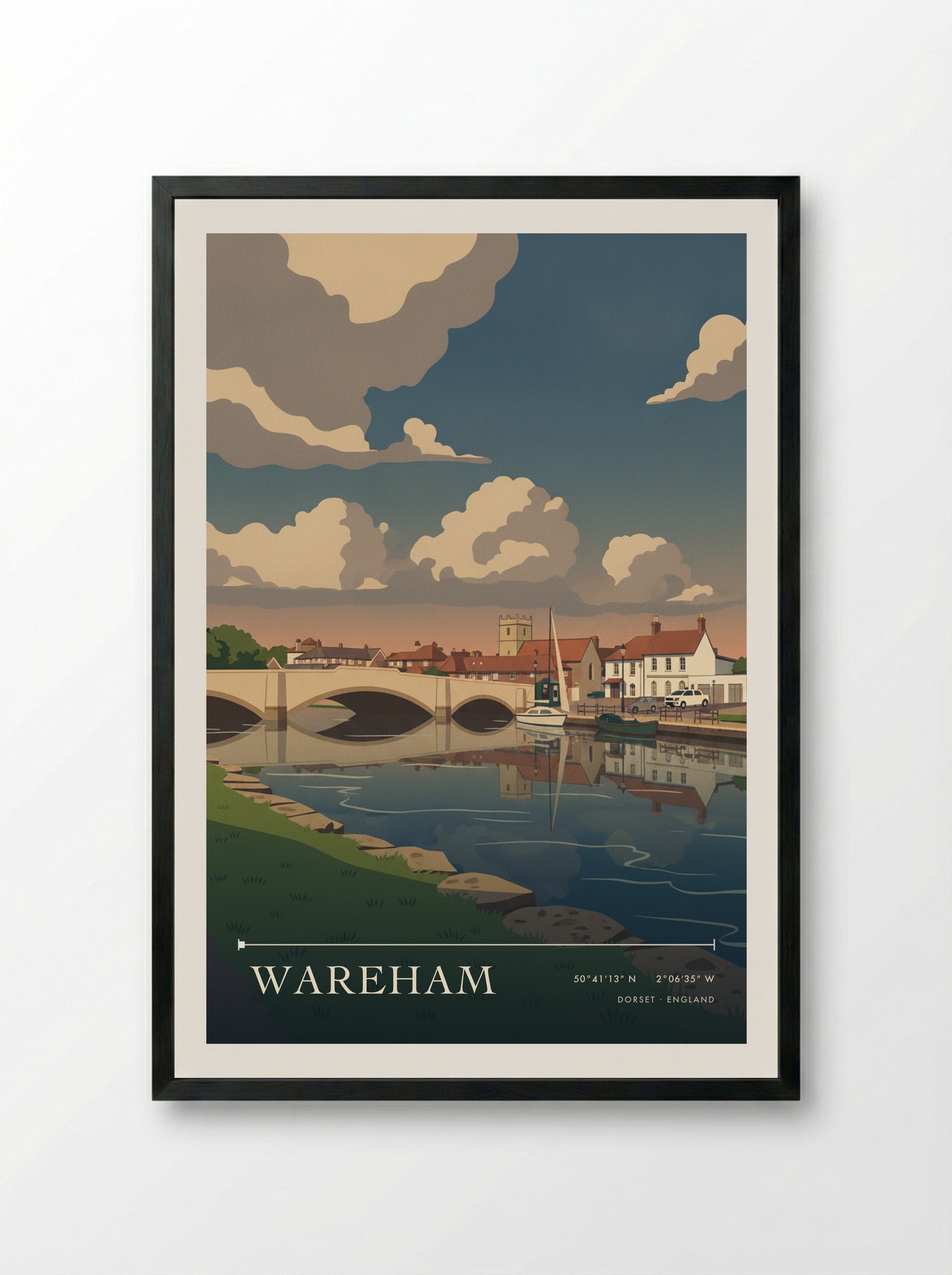 Wareham Dorset England Travel Poster - Framed Print Black