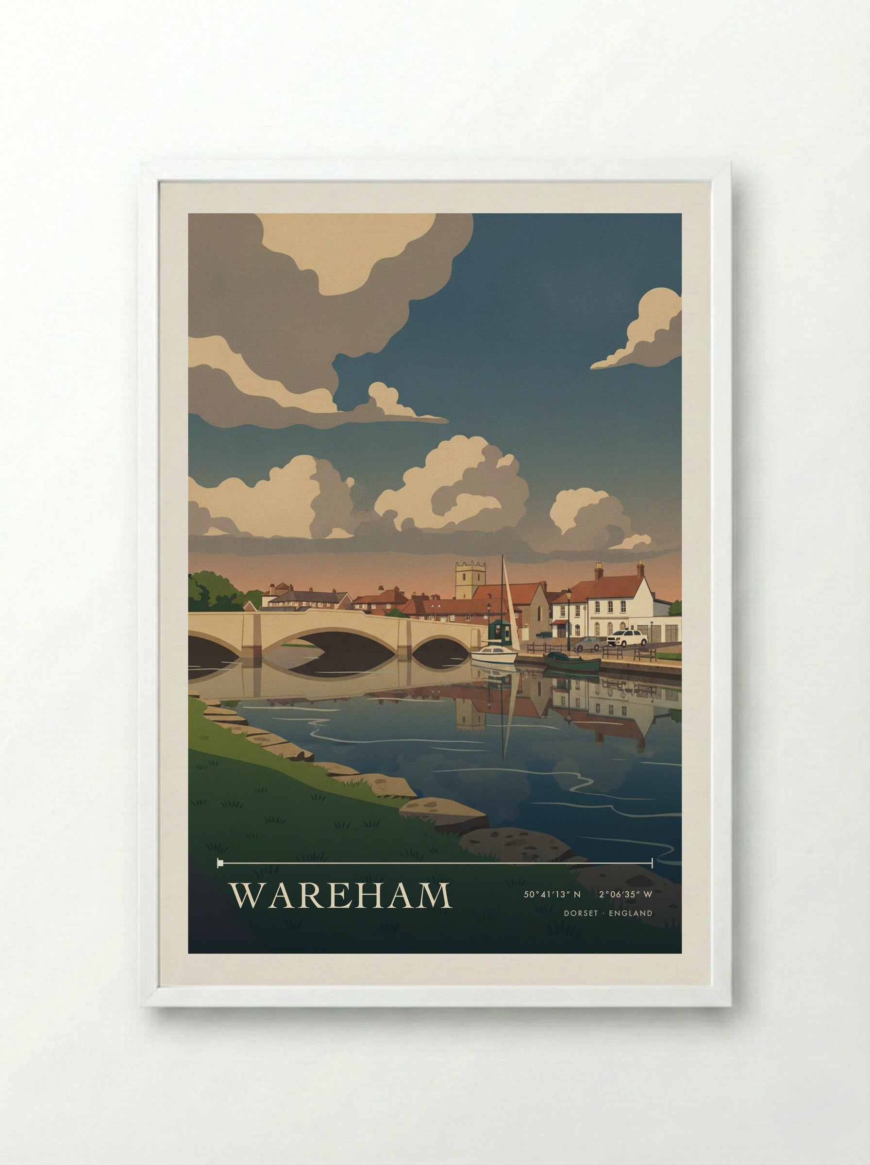 Wareham Dorset England Travel Poster - Framed Print White