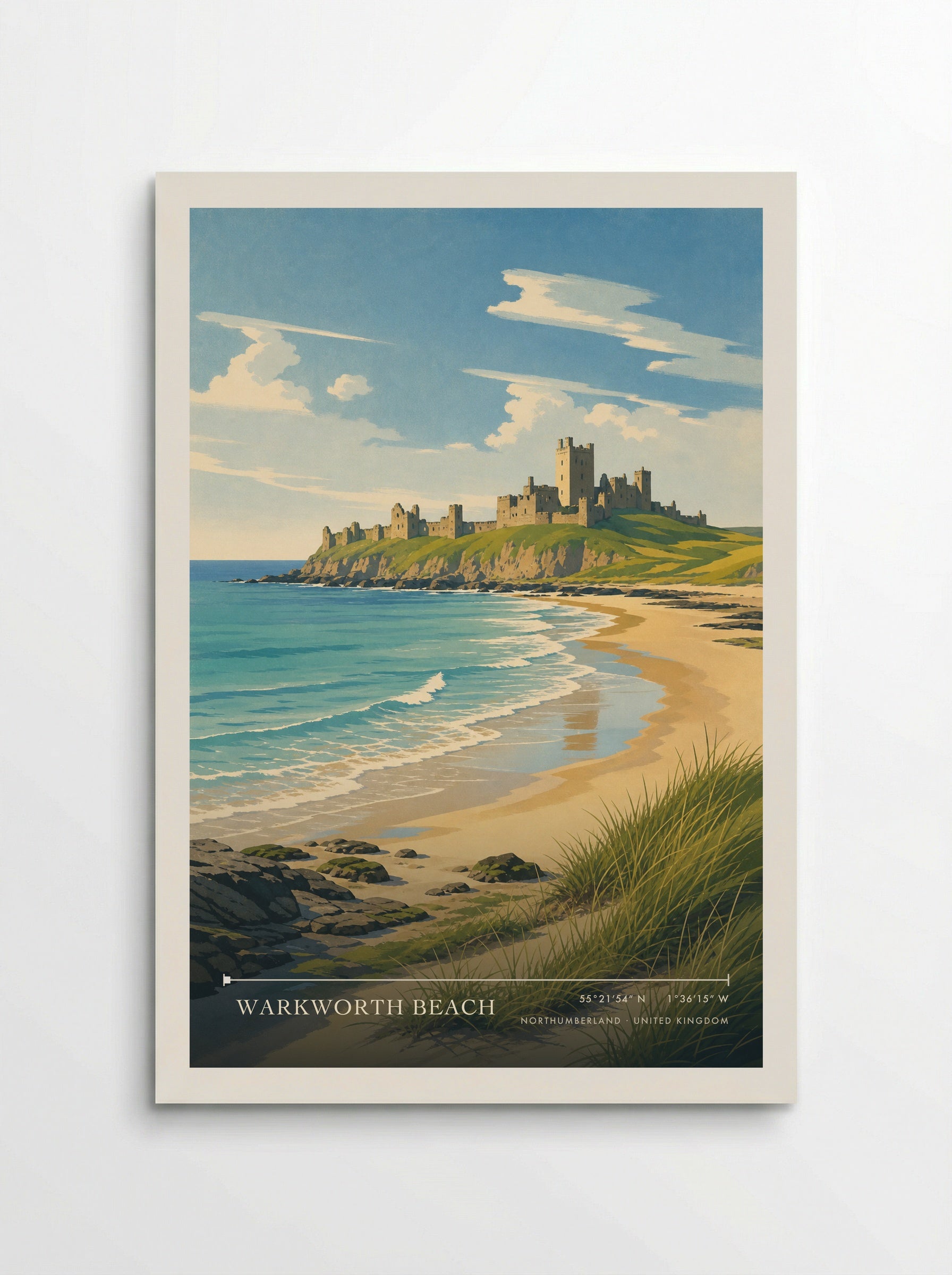 Warkworth Beach Northumberland United Kingdom Travel Poster - Poster