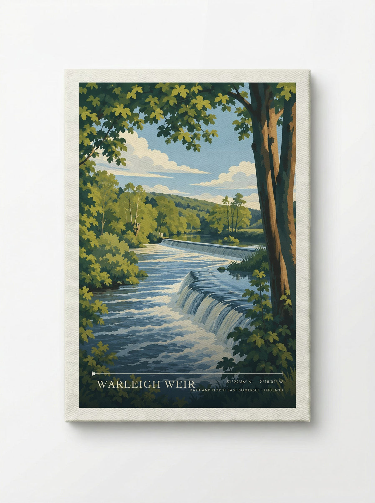 Warleigh Weir, Bath and North East Somerset | Travel Poster - Canvas