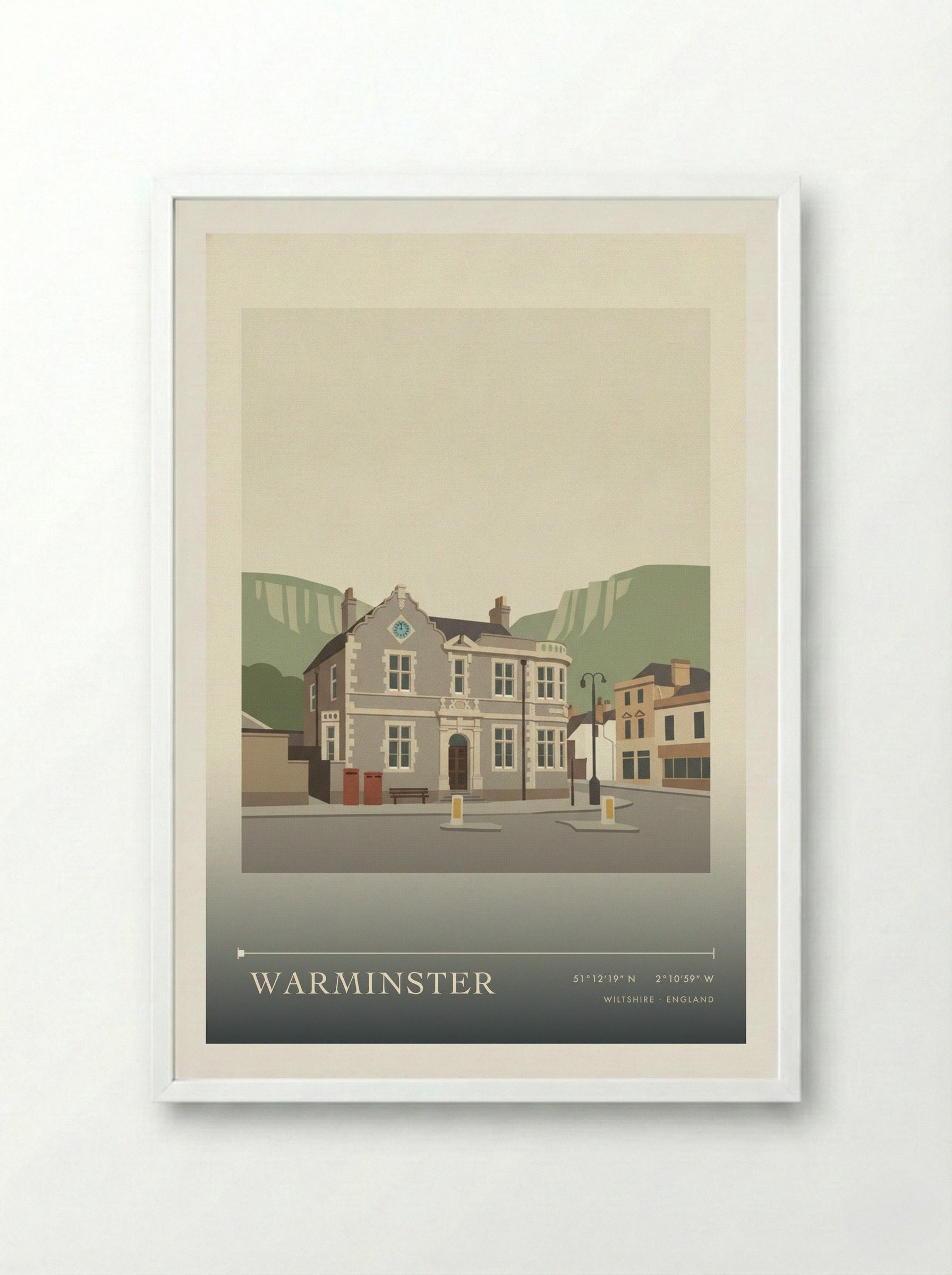 Warminster Wiltshire England Travel Poster - Framed Print White