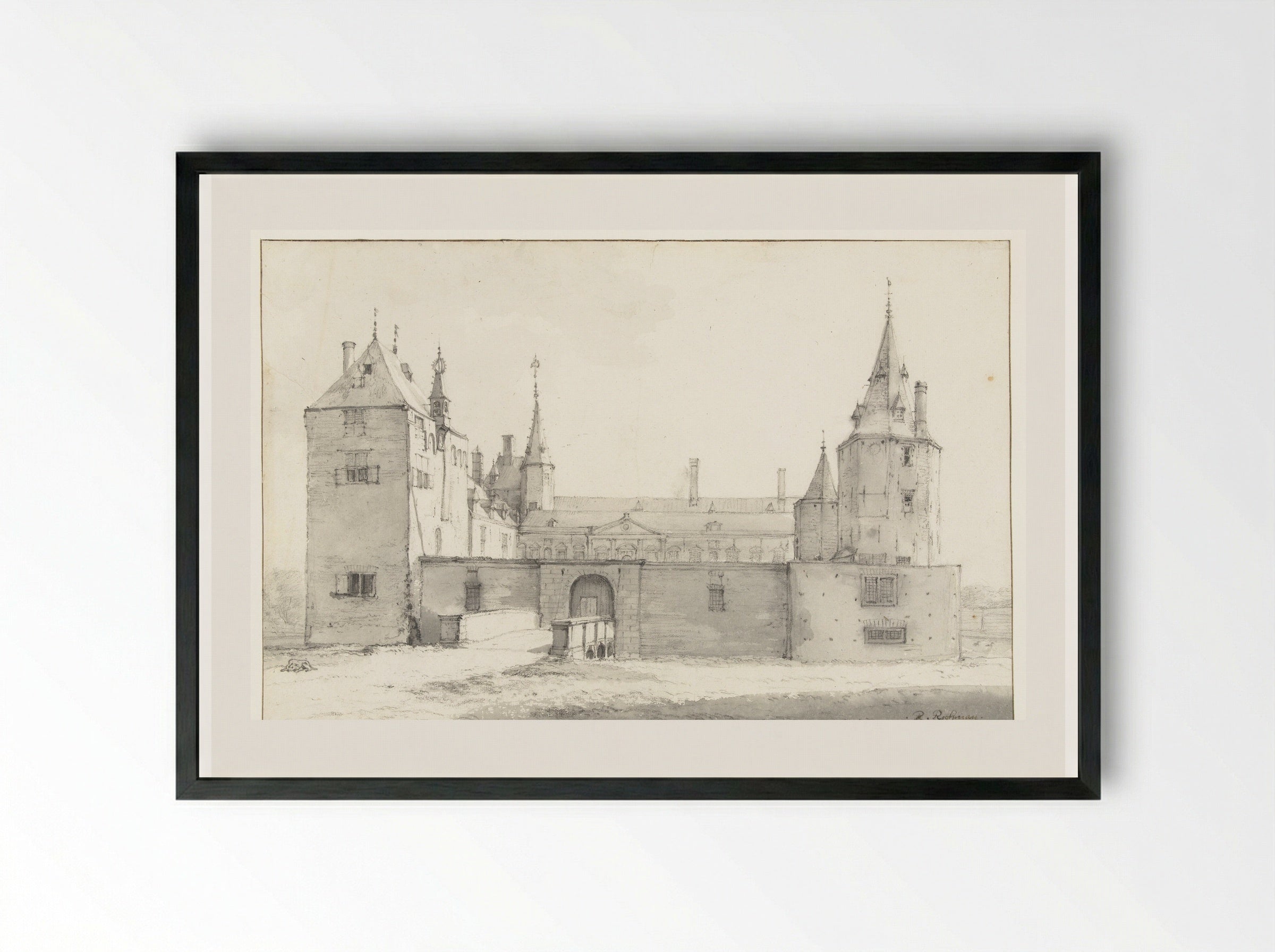 Warmond Castle - Roelant Roghman - Framed Print Black