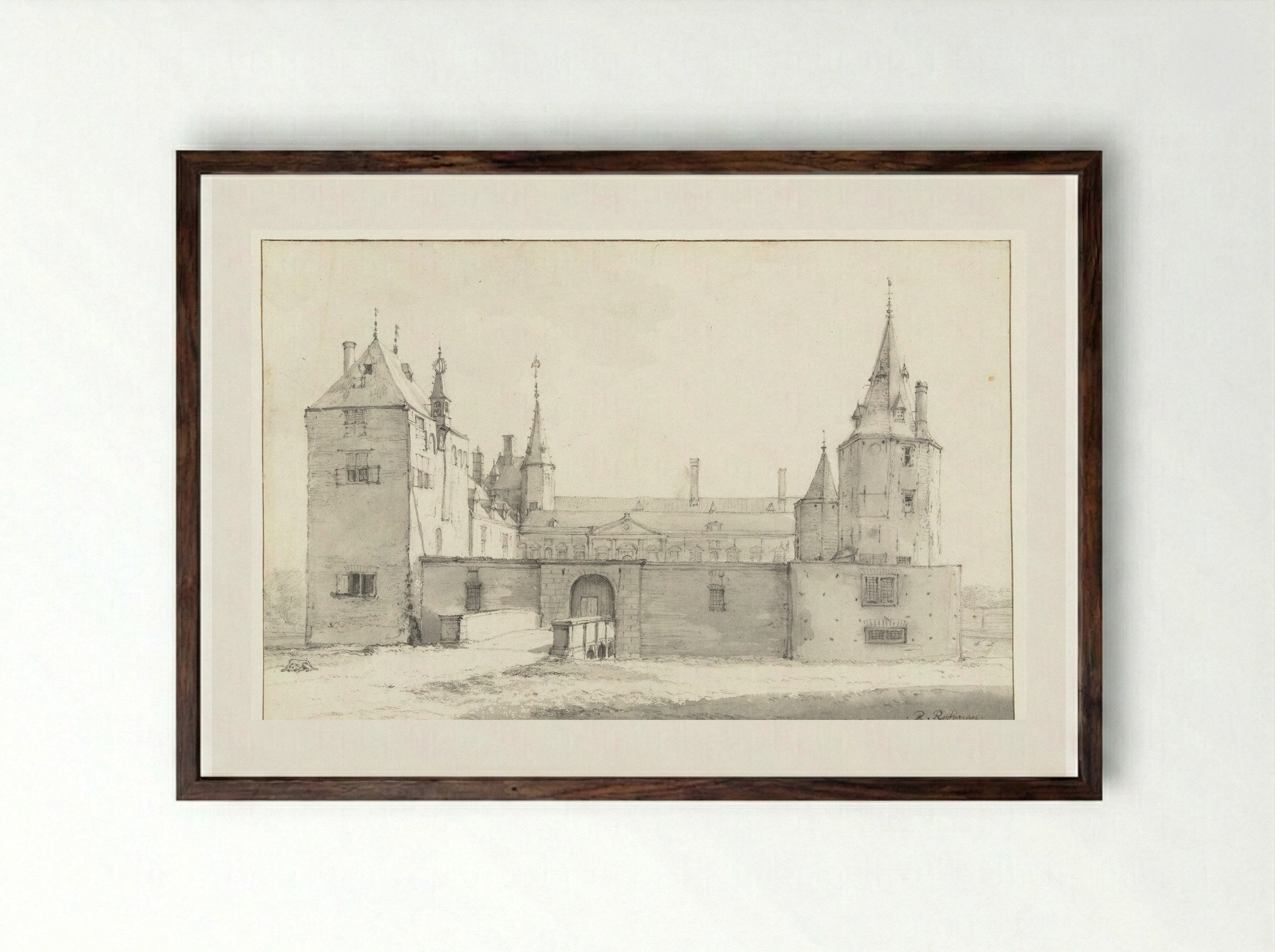 Warmond Castle - Roelant Roghman - Framed Print Dark Wood