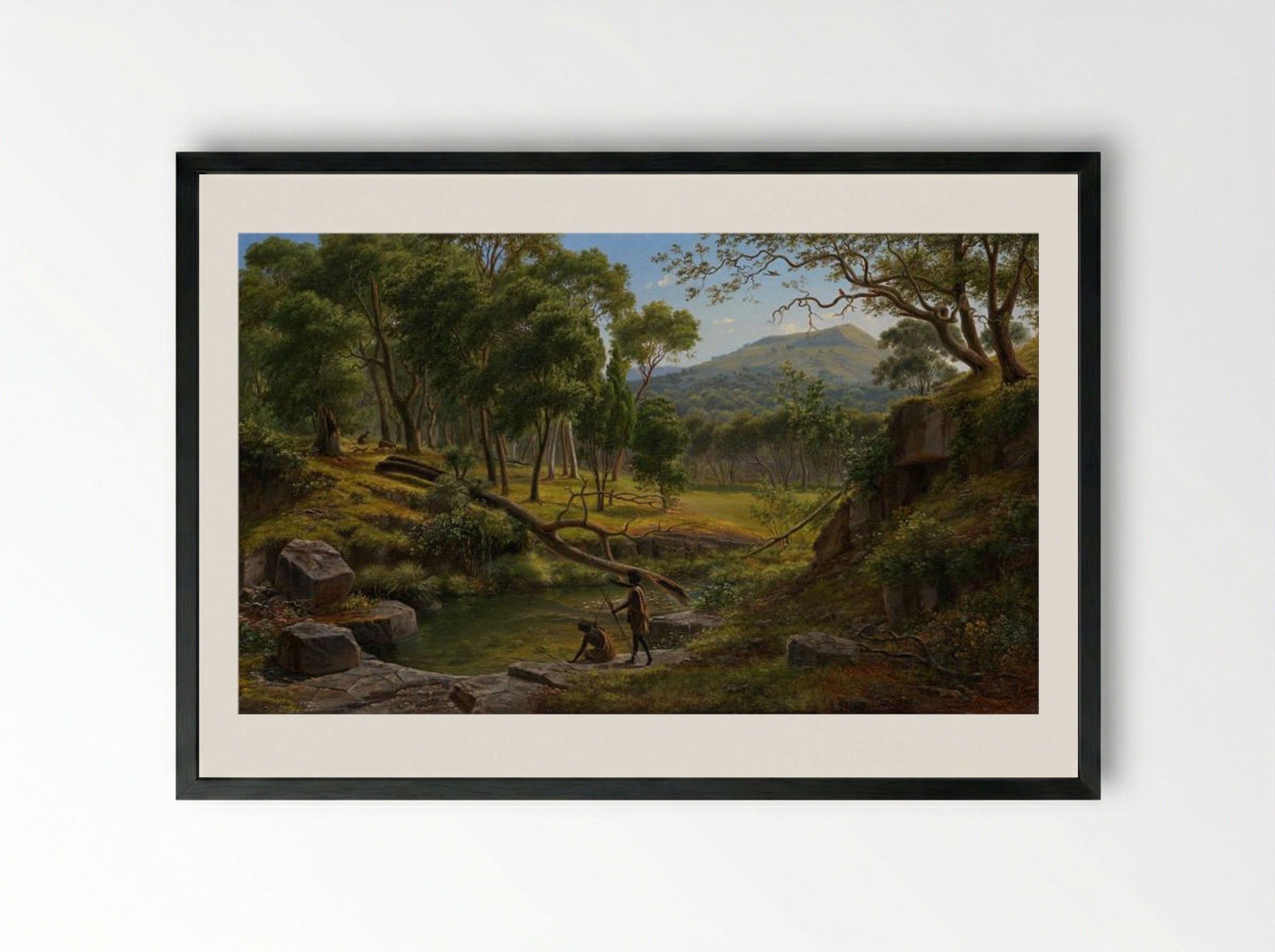 Warrenheip Hills near Ballarat - Eugene von Guerard - Framed Print Black