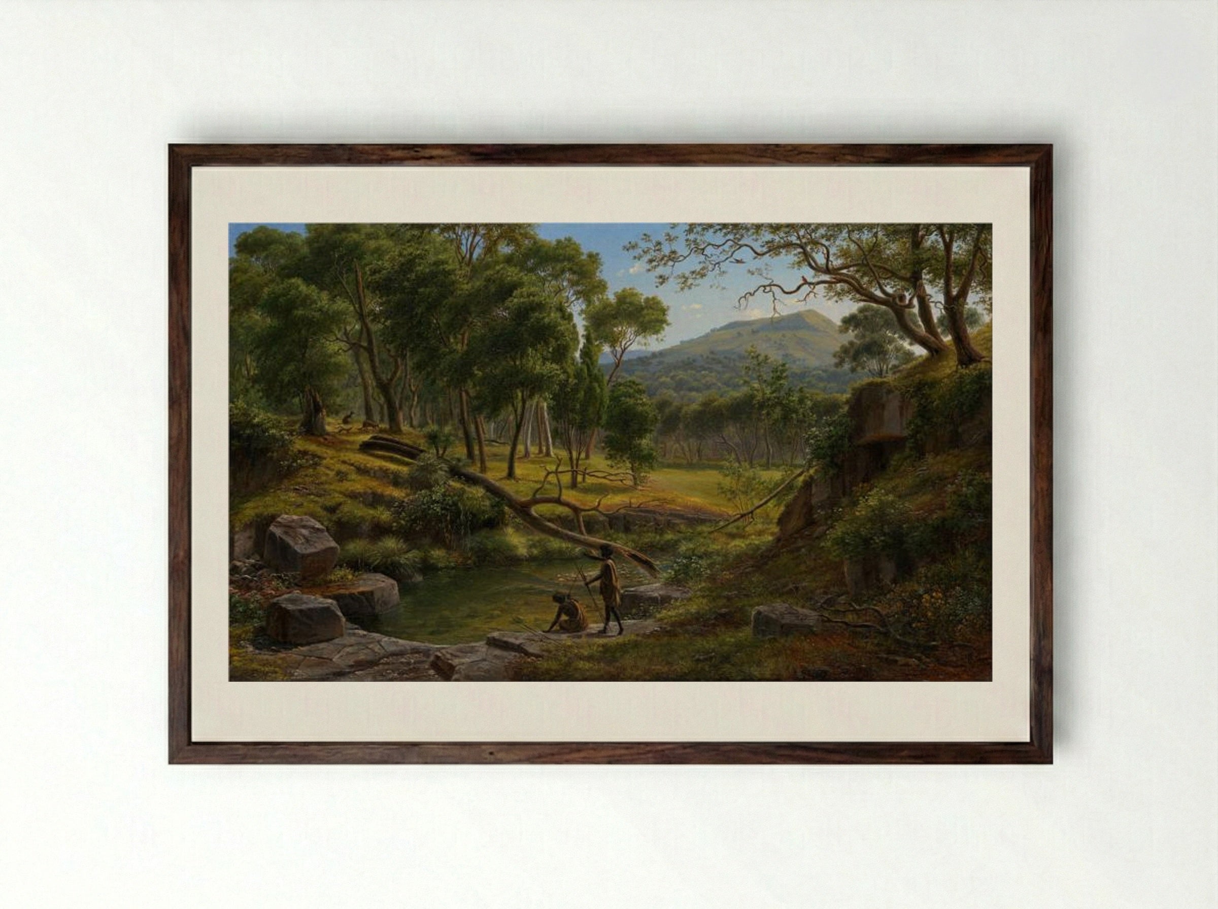Warrenheip Hills near Ballarat - Eugene von Guerard - Framed Print Dark Wood
