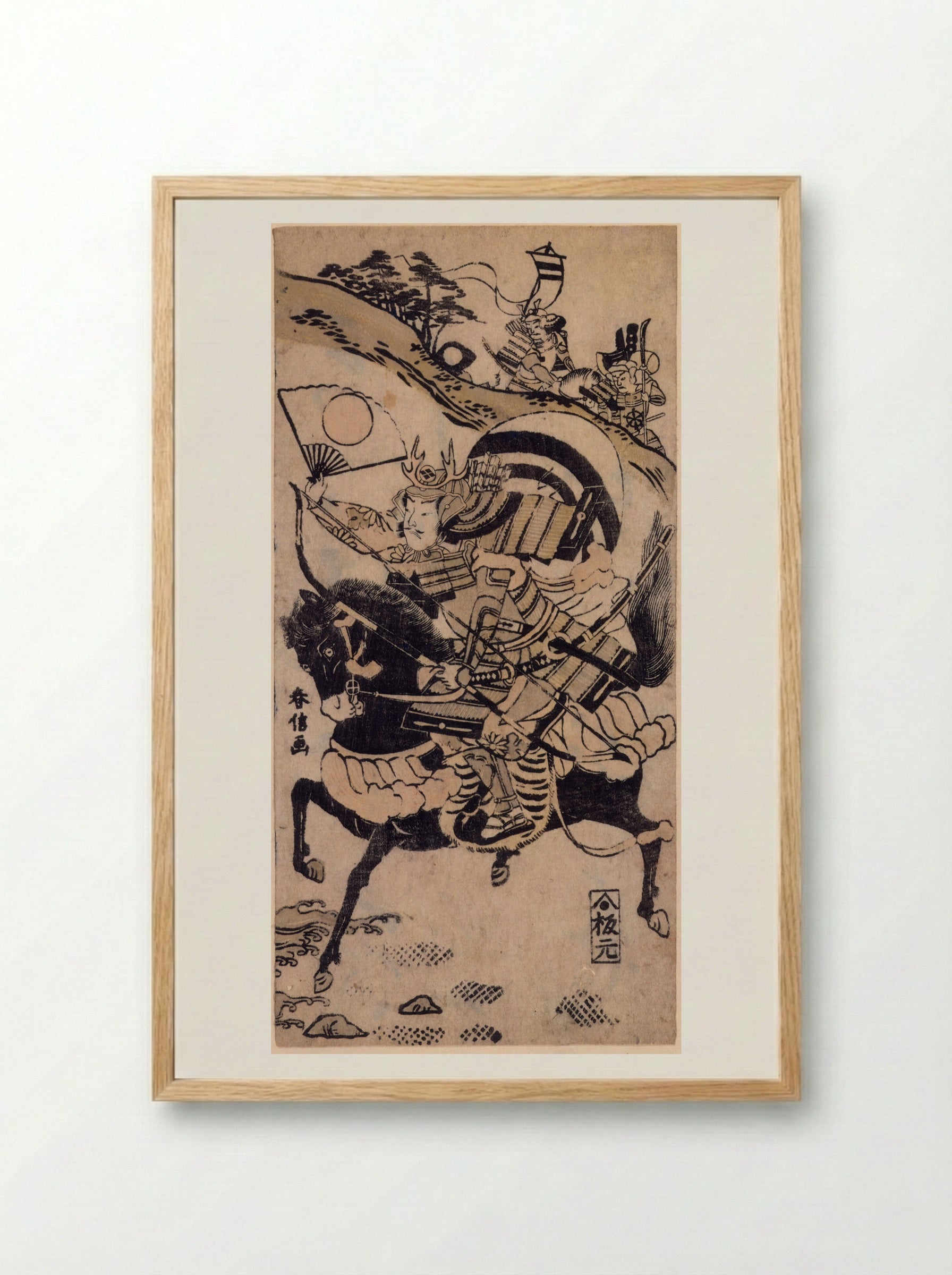 Warrior on a Black Horse - Suzuki Harunobu - Framed Print Wood
