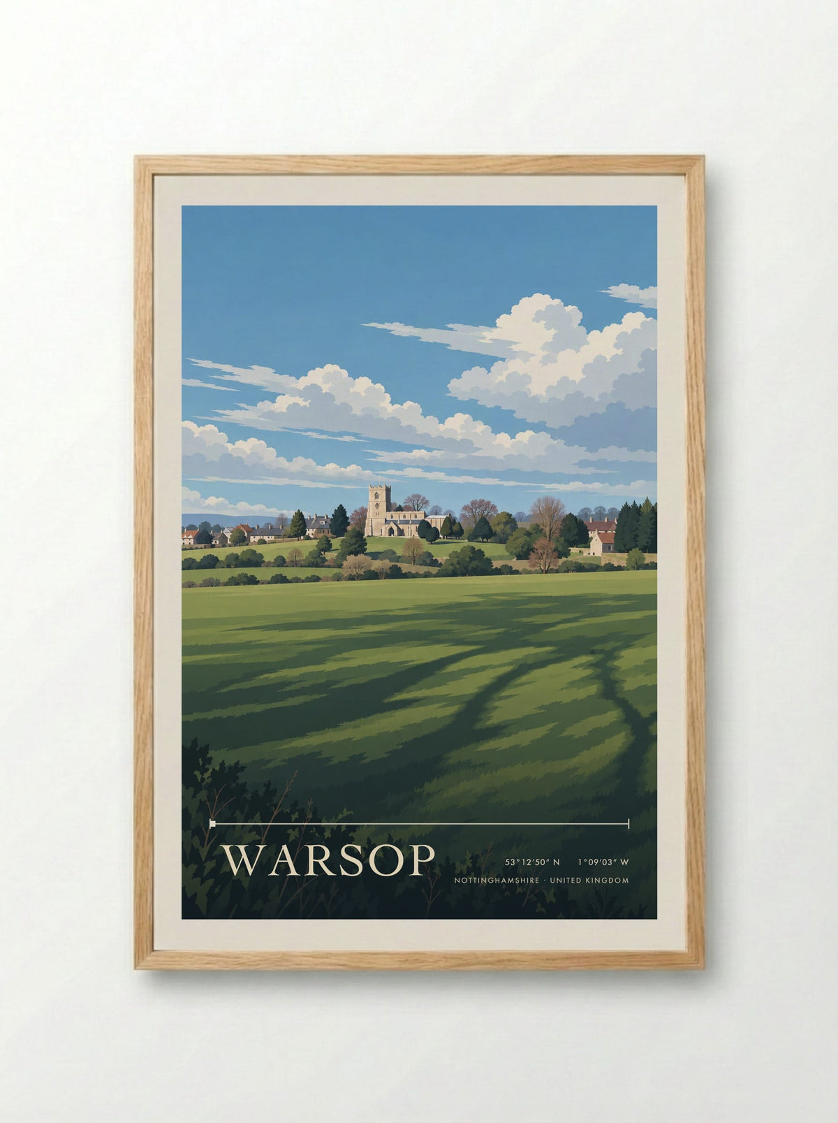 Warsop, Nottinghamshire | Travel Poster - Framed Print Wood