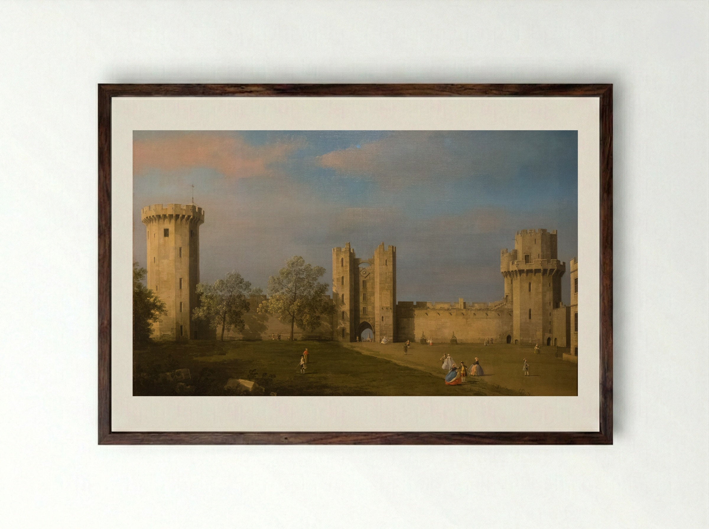 Warwick Castle: the East Front - Canaletto - Framed Print Dark Wood