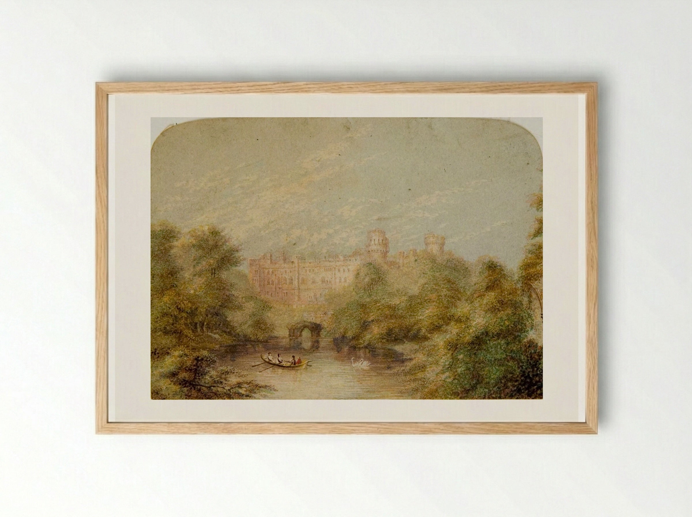 Warwick Castle - George Baxter - Framed Print Wood