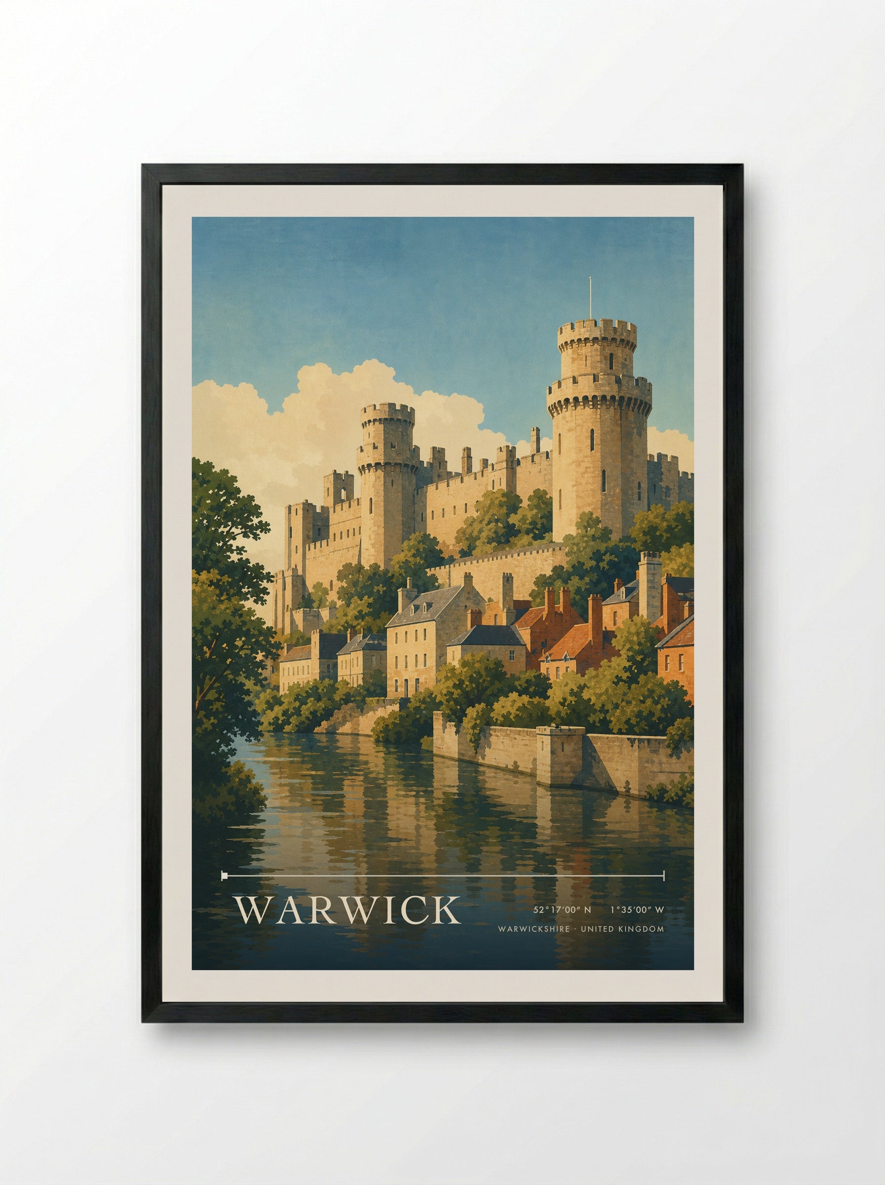 Warwick Warwickshire United Kingdom Travel Poster - Framed Print Black