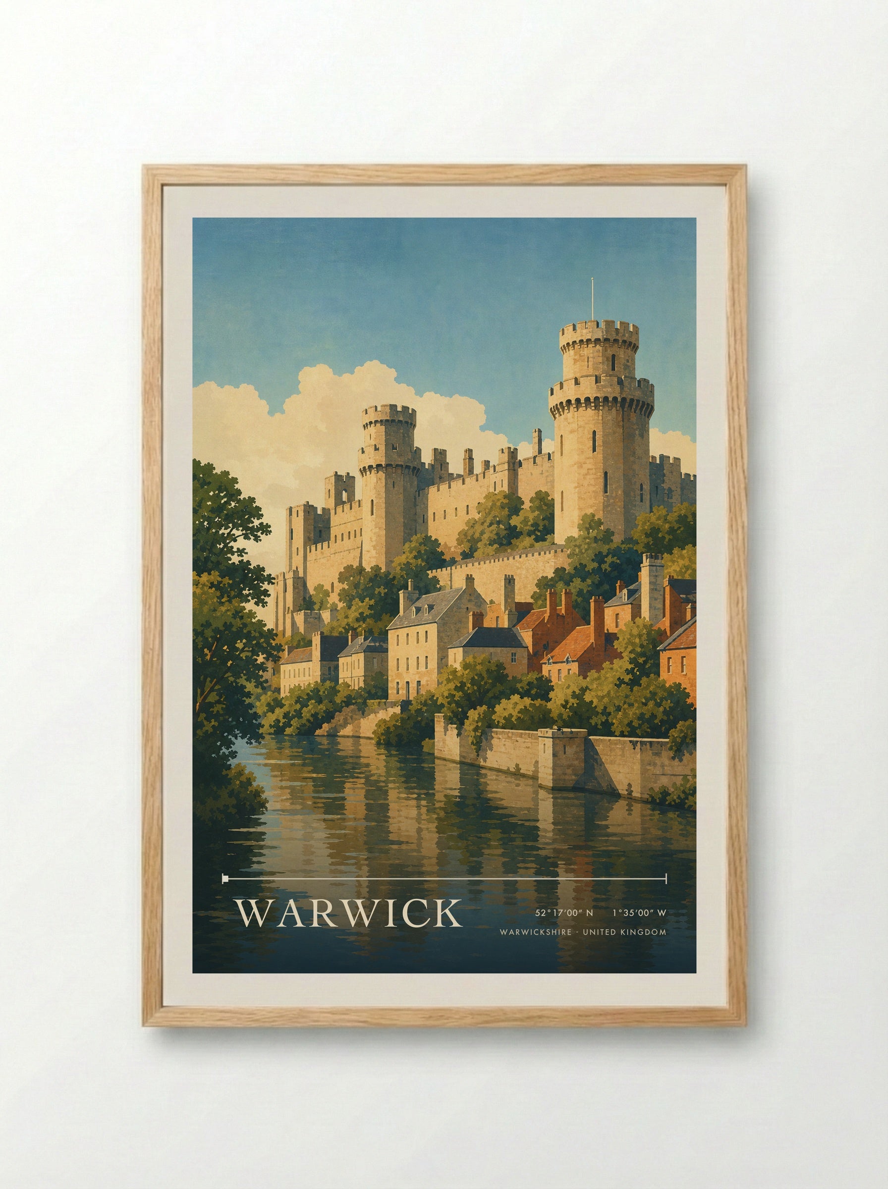 Warwick Warwickshire United Kingdom Travel Poster - Framed Print Wood