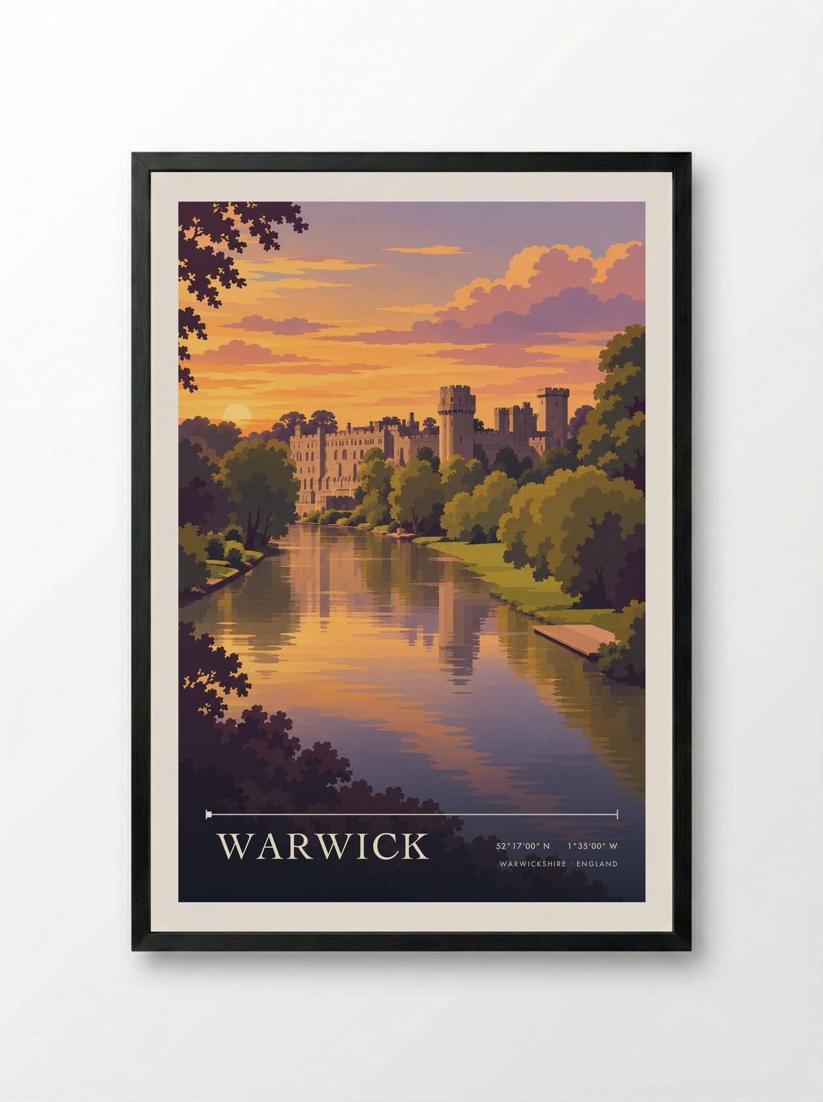 Warwick, Warwickshire | Travel Poster - Framed Print Black