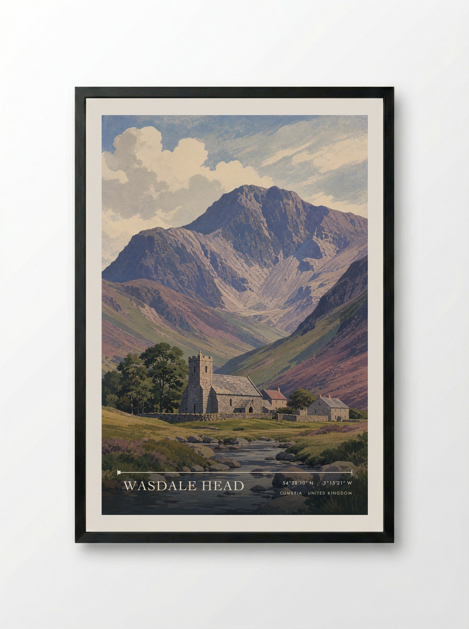 Wasdale Head Cumbria United Kingdom Travel Poster - Framed Print Black