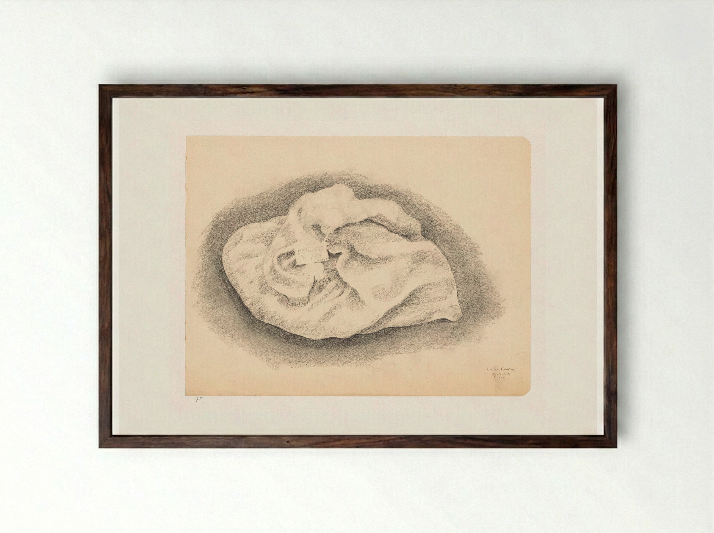 Wasgoed met briefje - Cor van Teeseling - Framed Print Dark Wood
