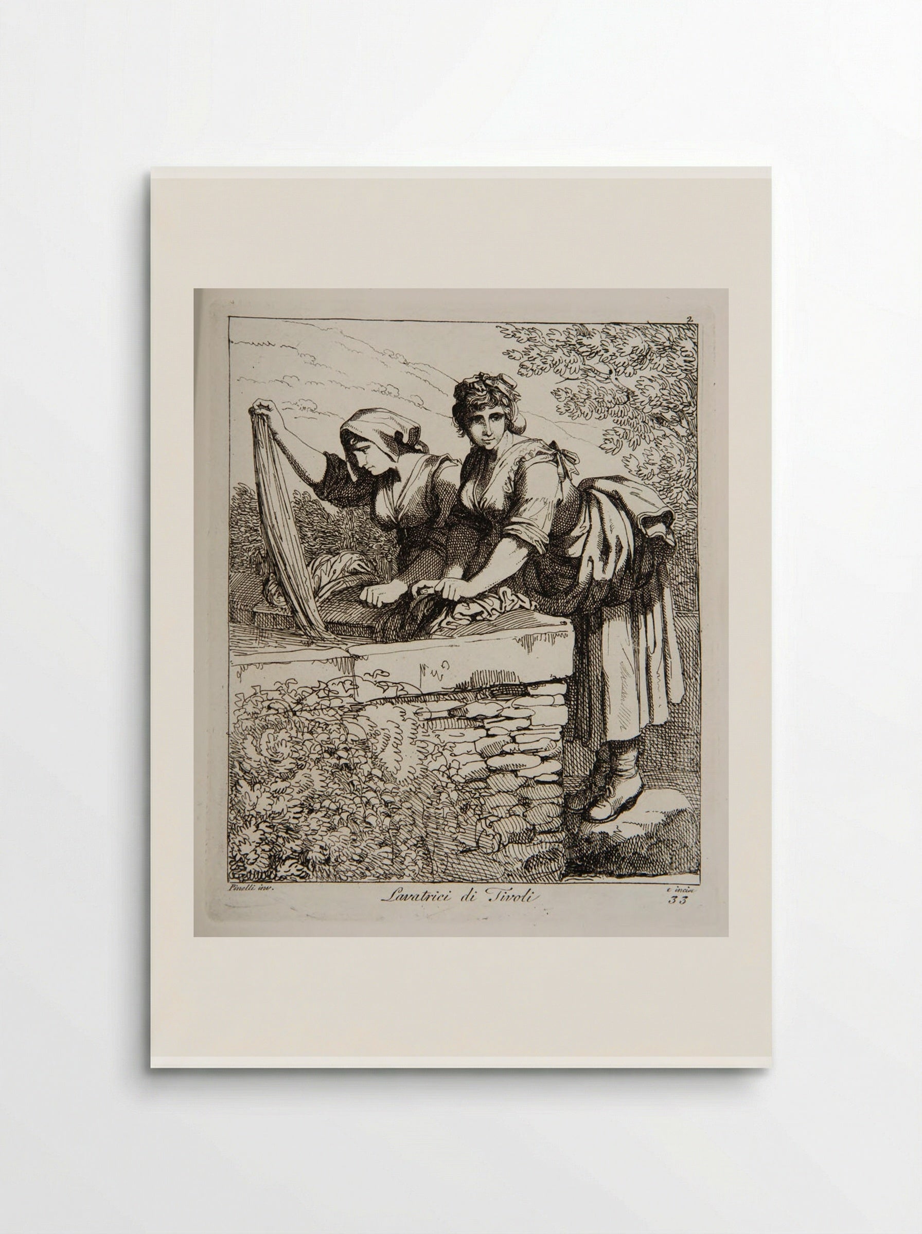 Washerwomen from Tivoli - Bartolomeo Pinelli - Poster