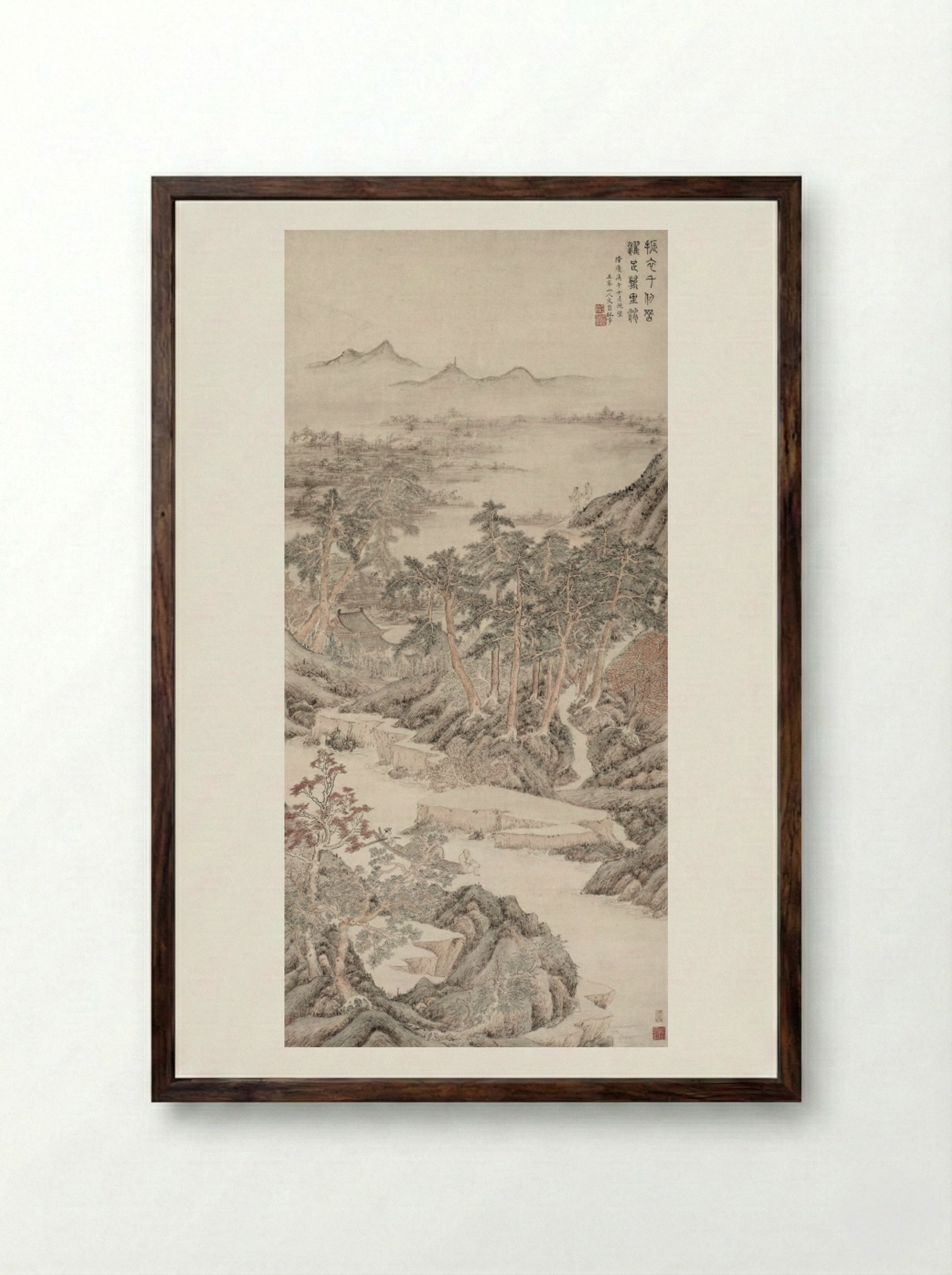 Washing the Feet (from the Dusty World) - Wen Boren - Framed Print Dark Wood