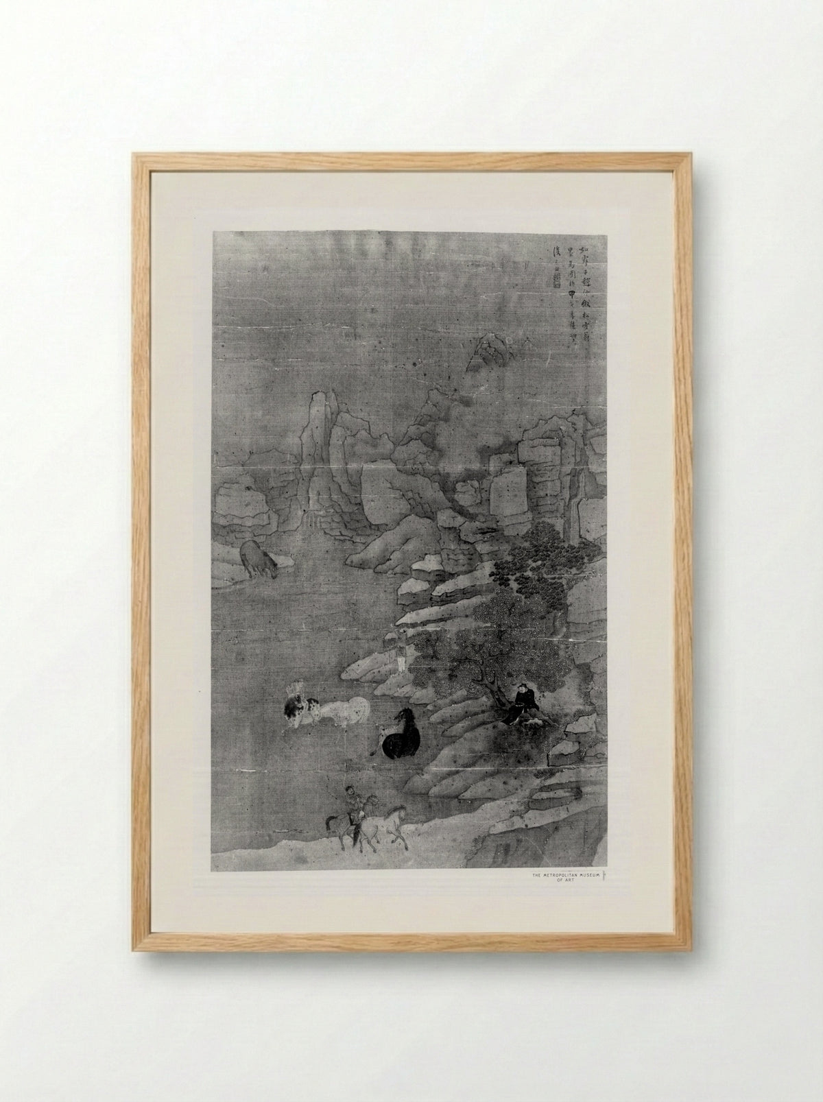Washing the Horses in the Stream - Zhao Mengfu - Framed Print Wood