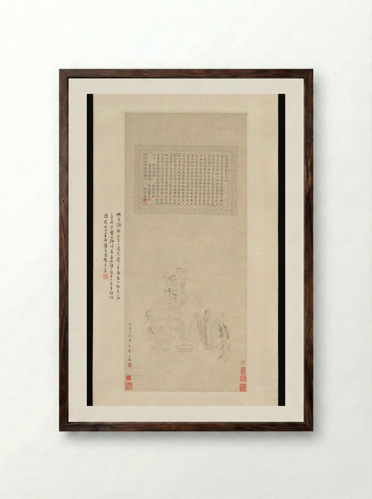 Washing the White Elephant - Chen Zi - Framed Print Dark Wood