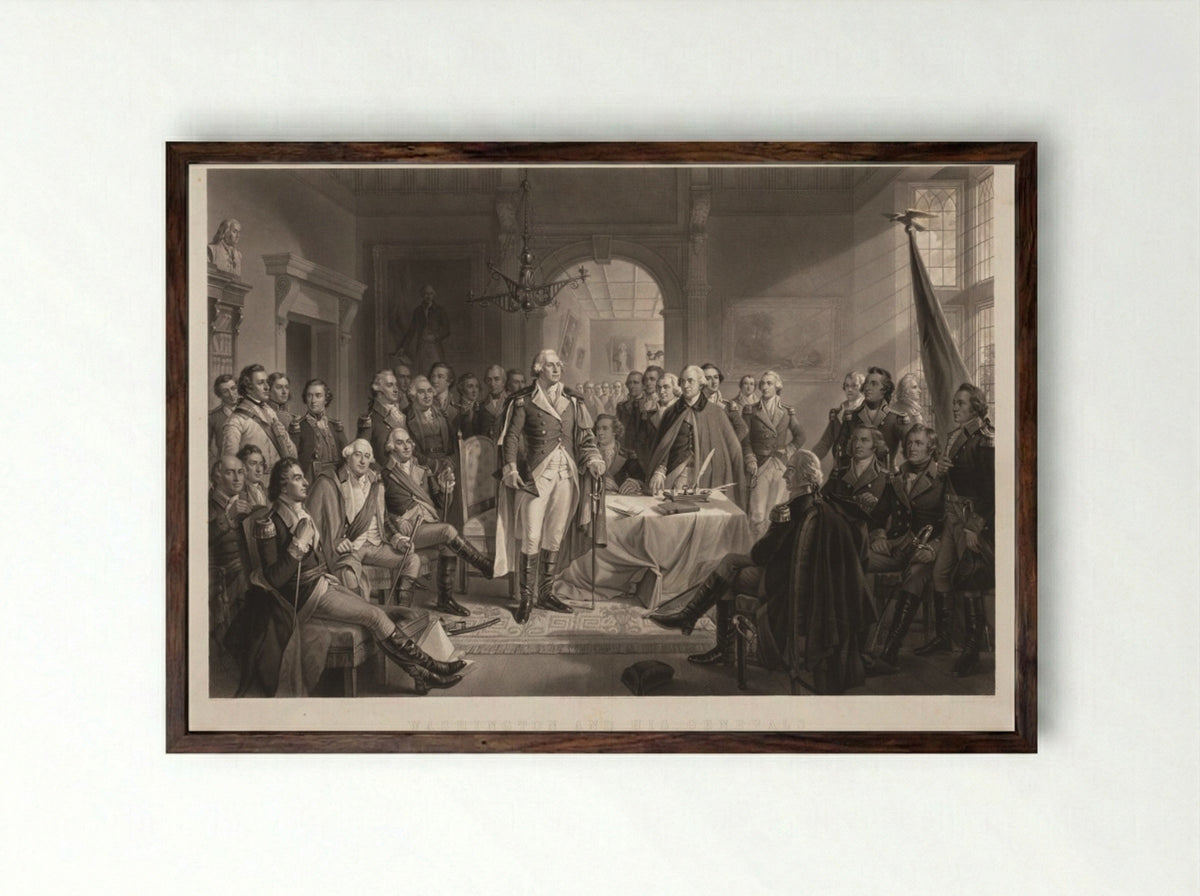 Washington and His Generals - Alexander Hay Ritchie - Framed Print Dark Wood