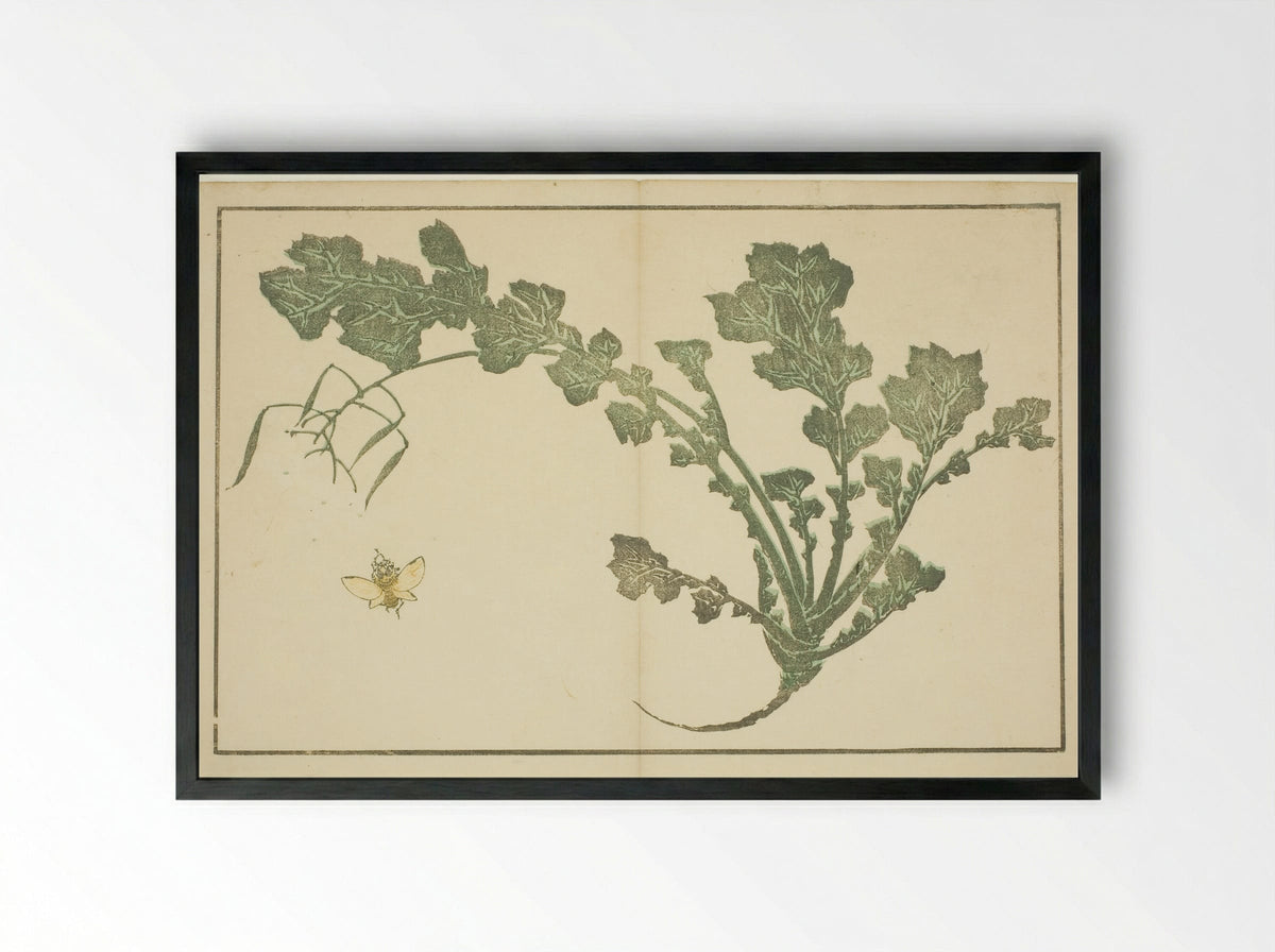 Wasp and turnip stalk - Katsushika Hokusai - Framed Print Black