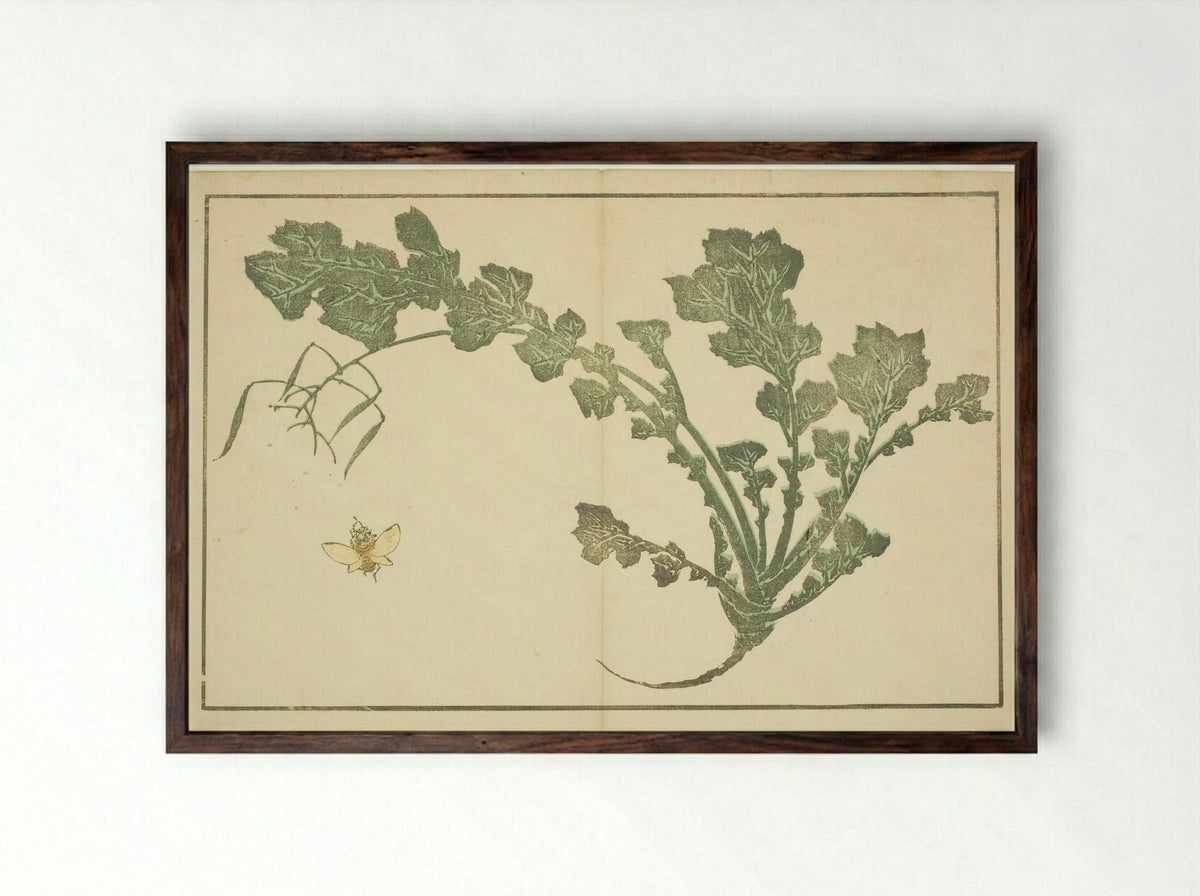 Wasp and turnip stalk - Katsushika Hokusai - Framed Print Dark Wood