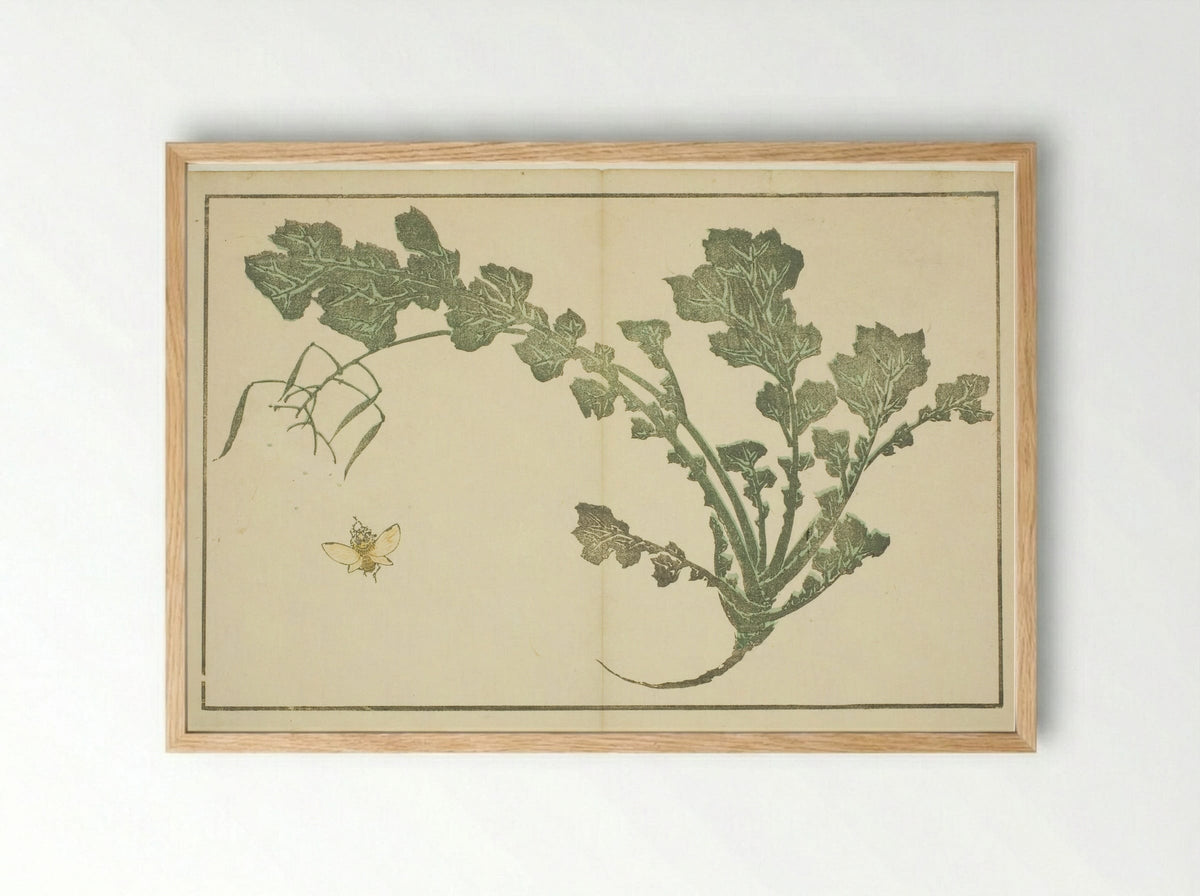 Wasp and turnip stalk - Katsushika Hokusai - Framed Print Wood