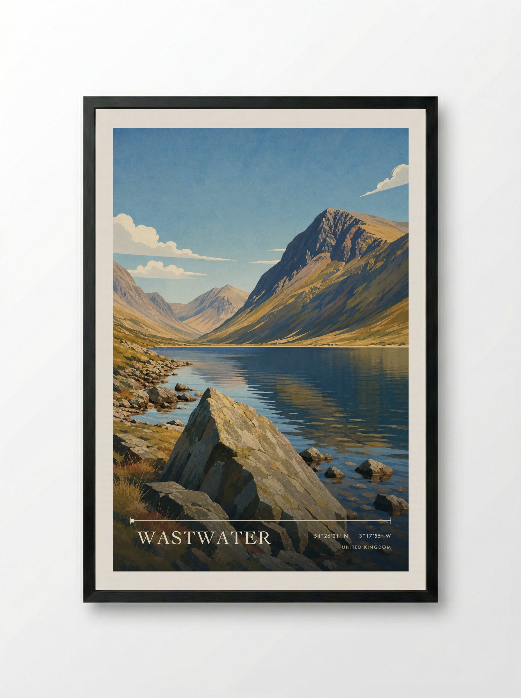 Wastwater United Kingdom Travel Poster - Framed Print Black