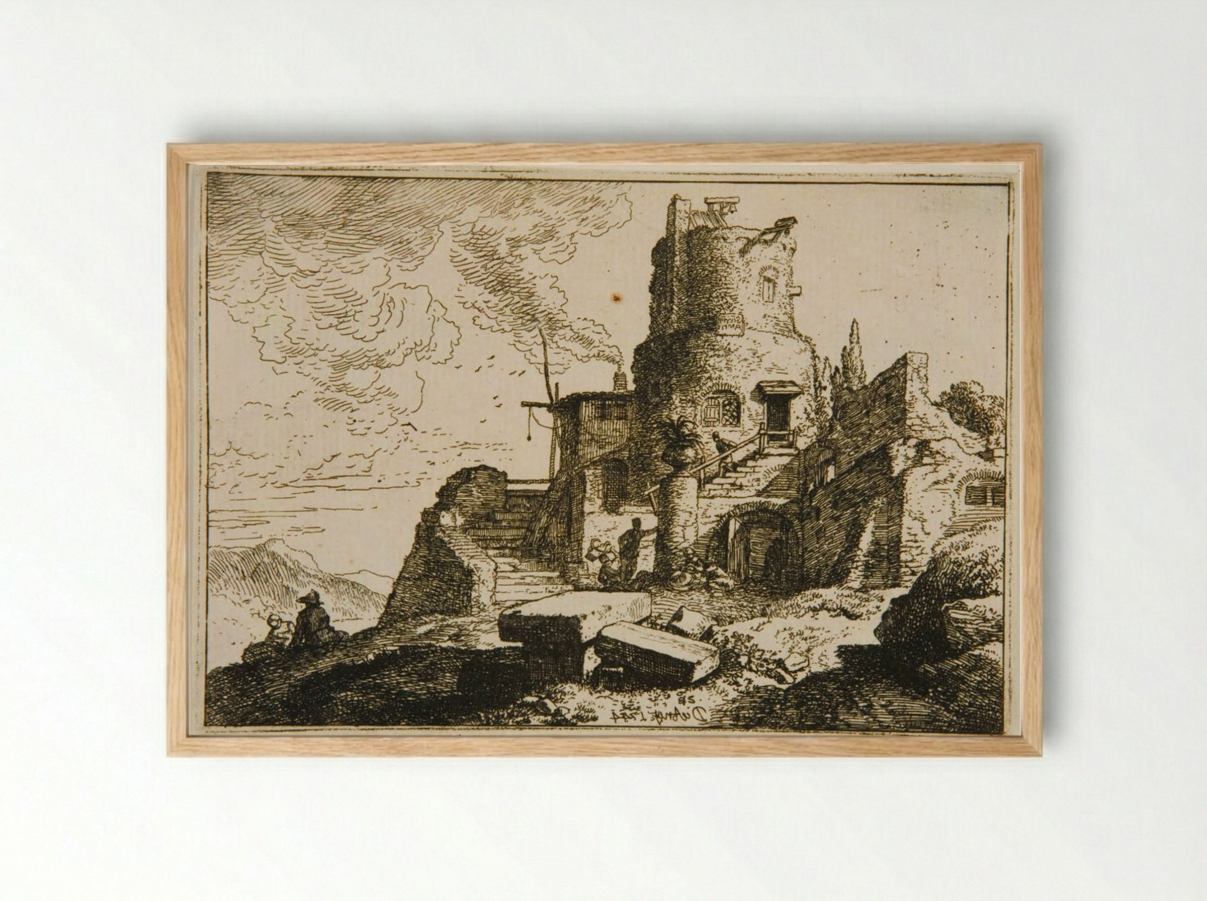 Watch-Tower - Christian Wilhelm Ernst Dietrich - Framed Print Wood