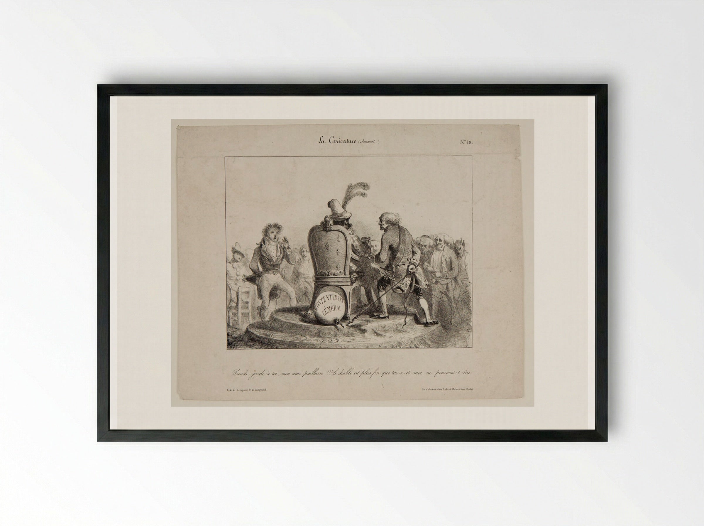 Watch yourself, my buffoon friend!!!!... The devil is finer than you... - Denis-Auguste-Marie Raffet - Framed Print Black