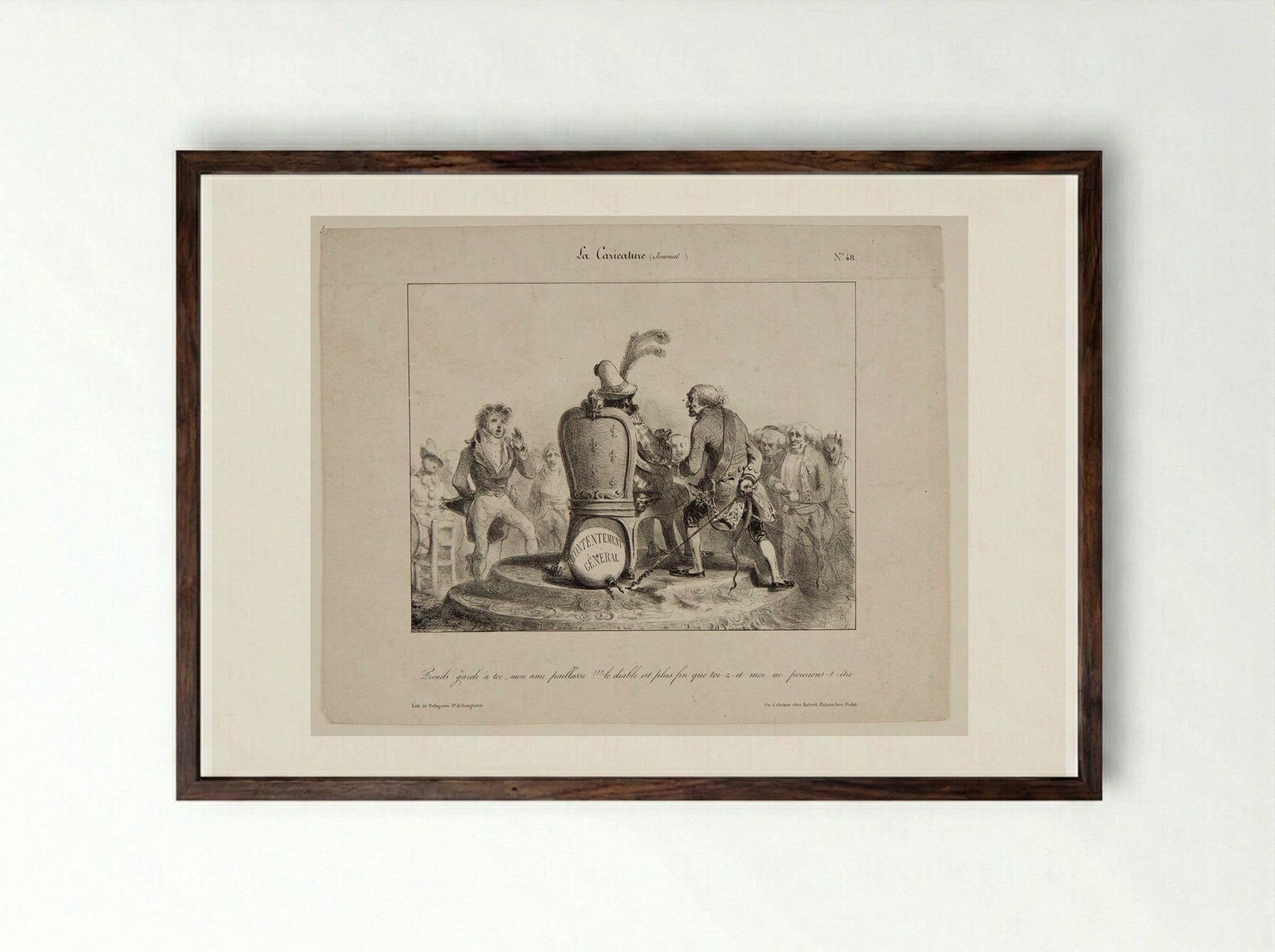 Watch yourself, my buffoon friend!!!!... The devil is finer than you... - Denis-Auguste-Marie Raffet - Framed Print Dark Wood