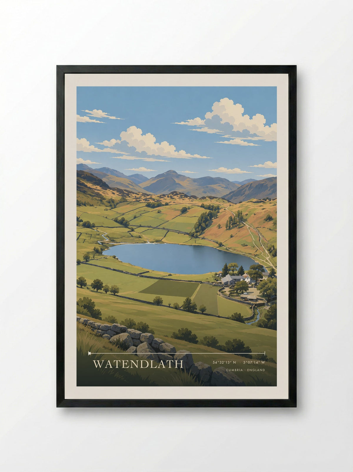 Watendlath, Cumbria | Travel Poster - Framed Print Black