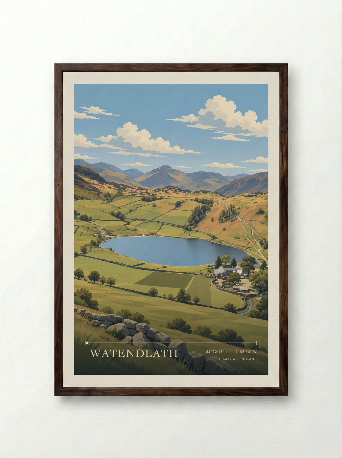Watendlath, Cumbria | Travel Poster - Framed Print Dark Wood