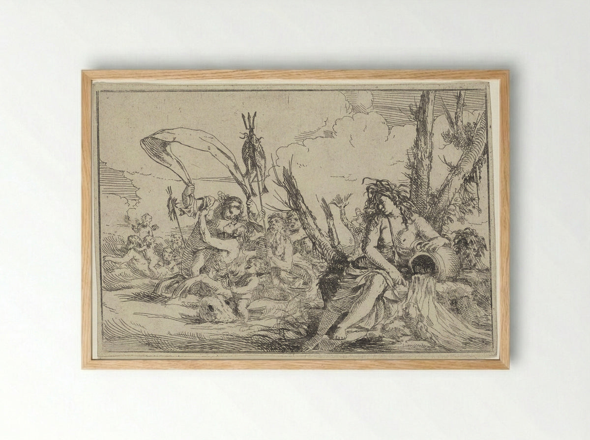 Water (Allegory of the Elements) - Giulio Carpioni - Framed Print Wood