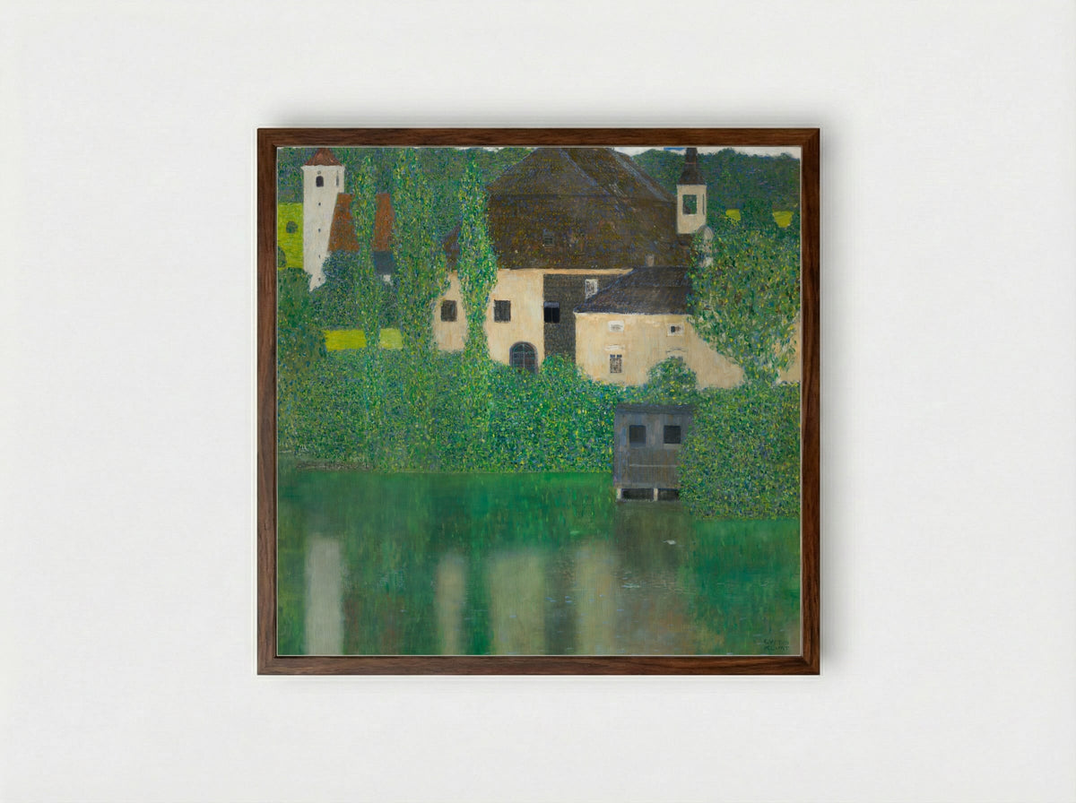 Water Castle - Gustav Klimt - Framed Print Dark Wood