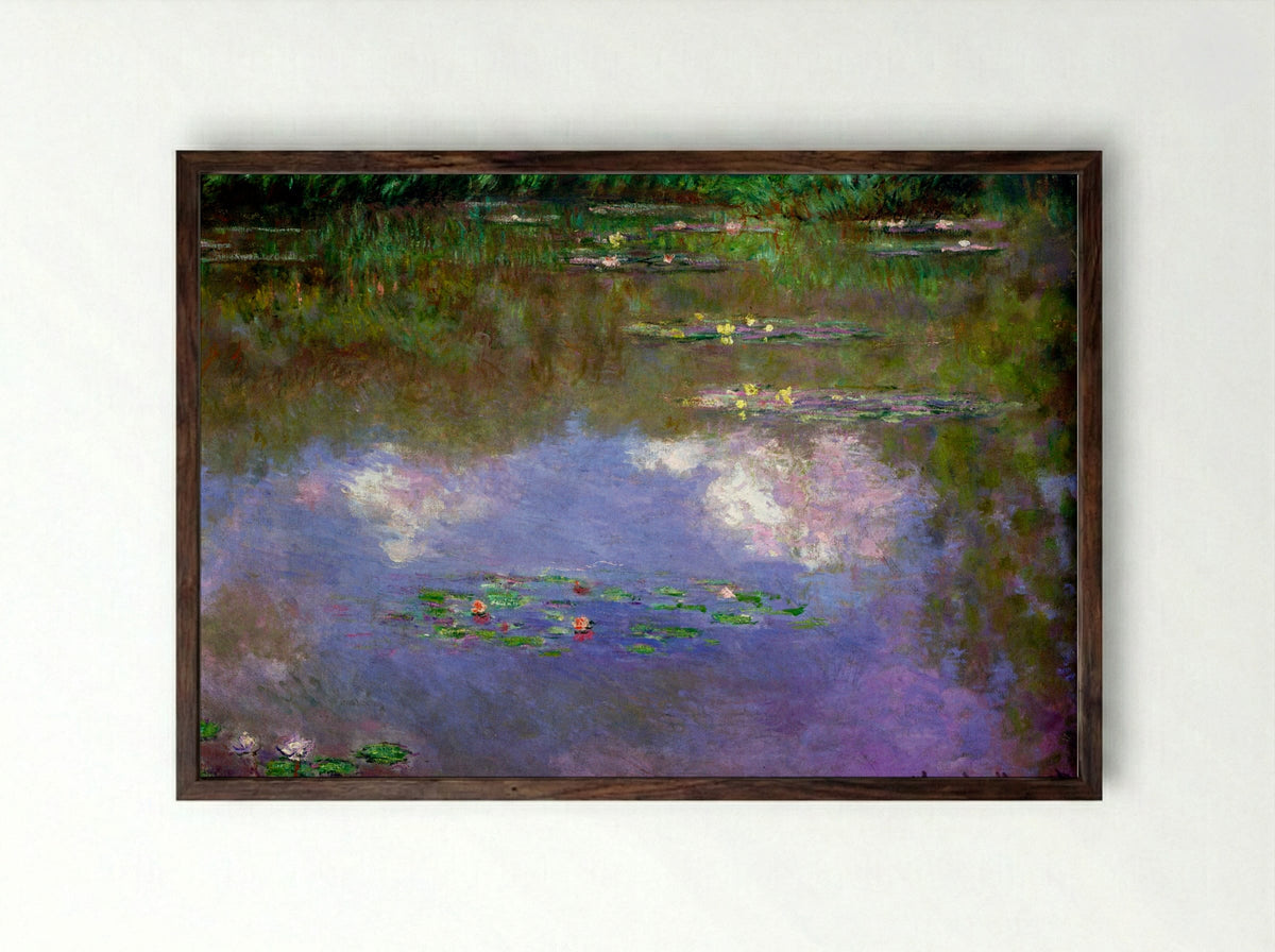 Water Lilies, The Clouds - Claude Monet - Framed Print Dark Wood