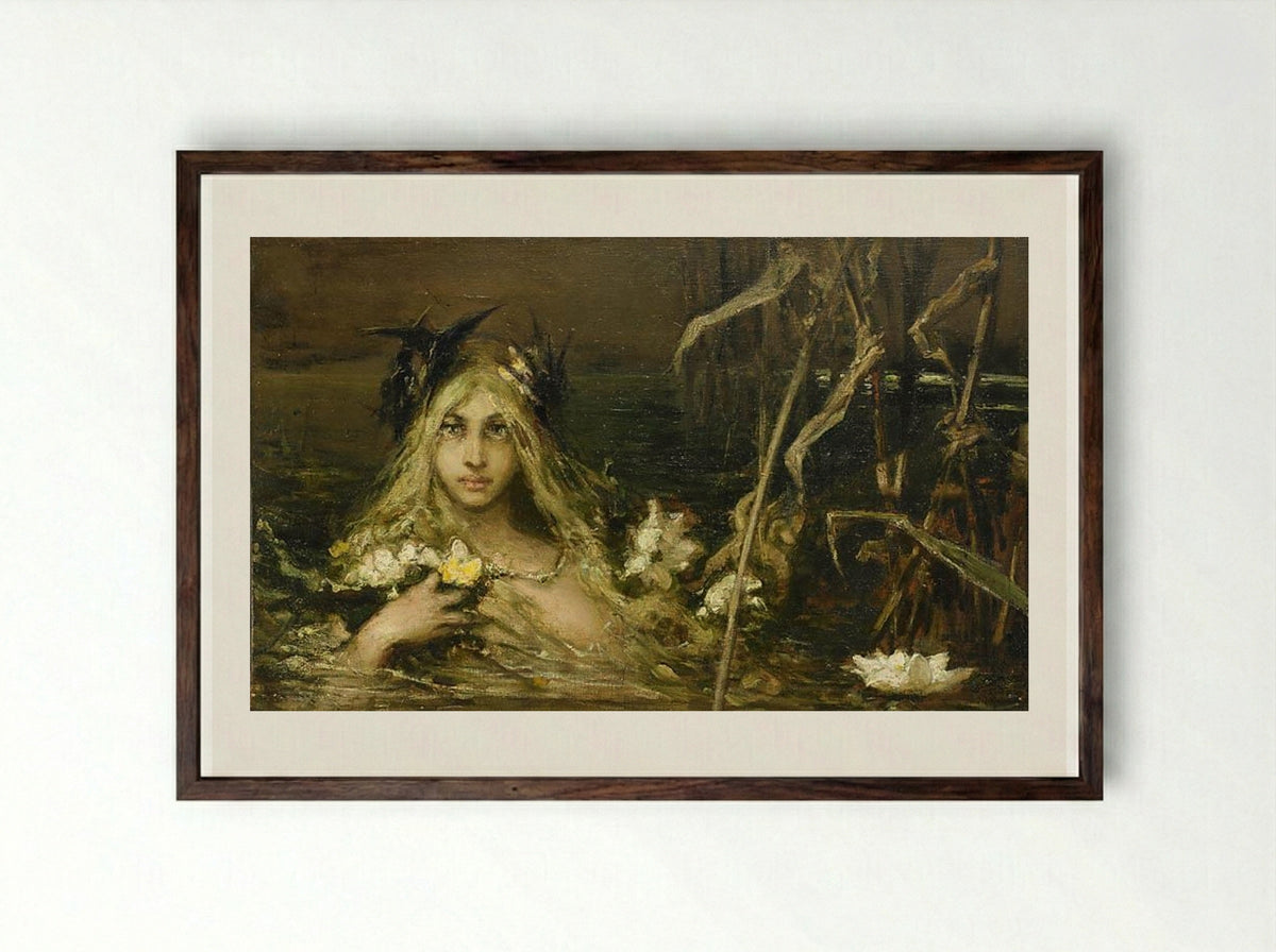 Water Nymph - Wilhelm Kotarbinski - Framed Print Dark Wood