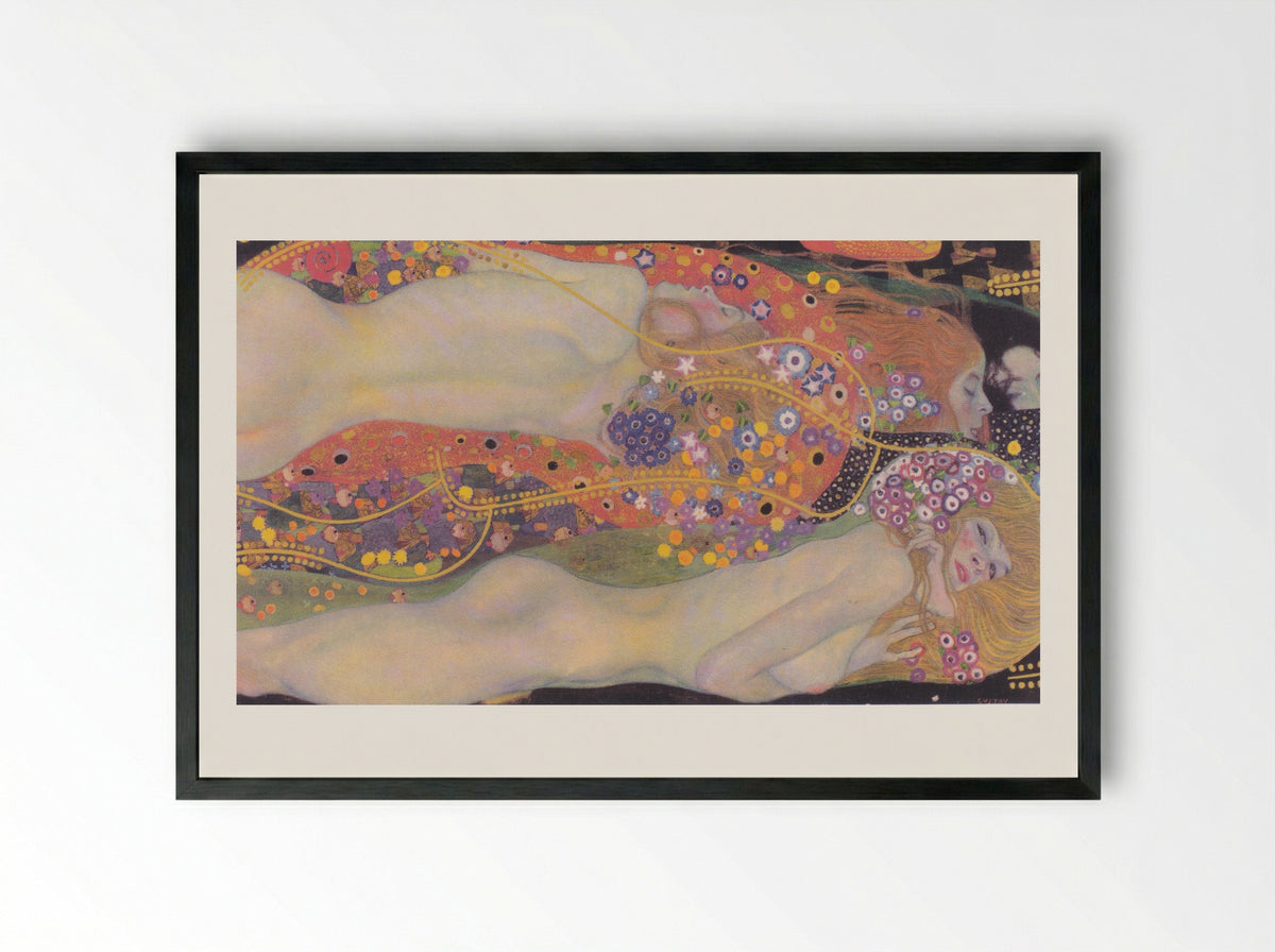 Water Snakes II - Gustav Klimt - Framed Print Black