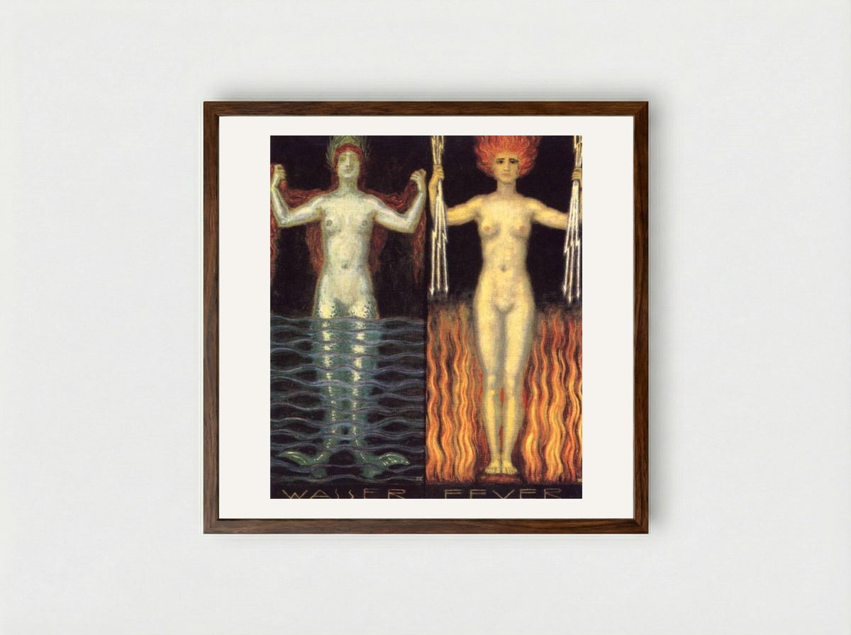 Water and Fire - Franz von Stuck - Framed Print Dark Wood