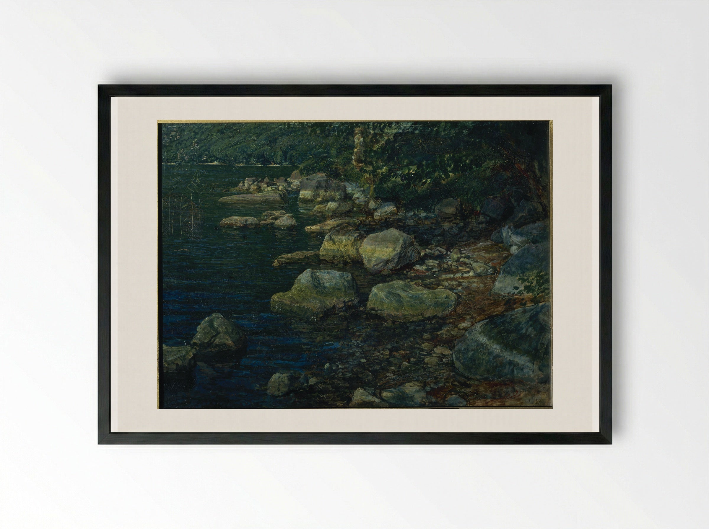 Water and stones under Palaccuolo - Alexander Ivanov - Framed Print Black