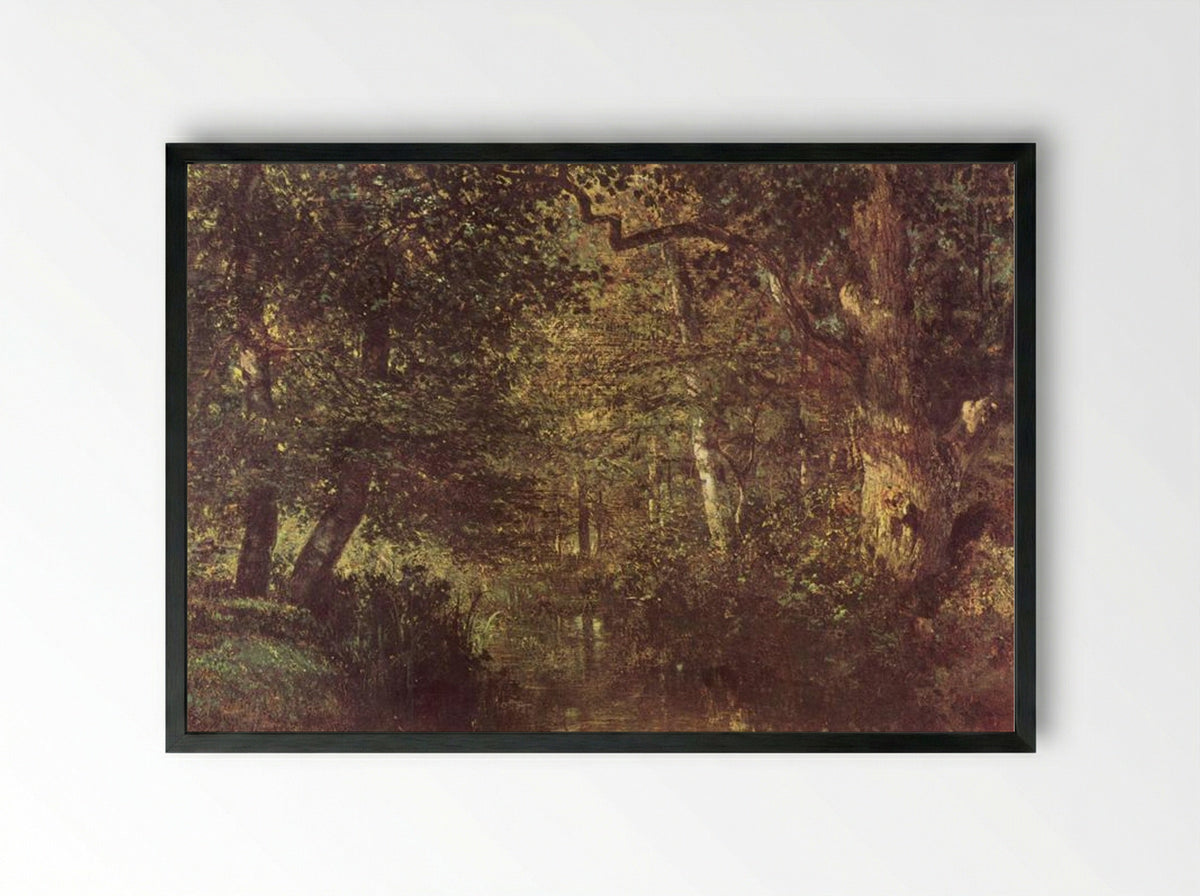 Watercourse in the Woods - Constant Troyon - Framed Print Black