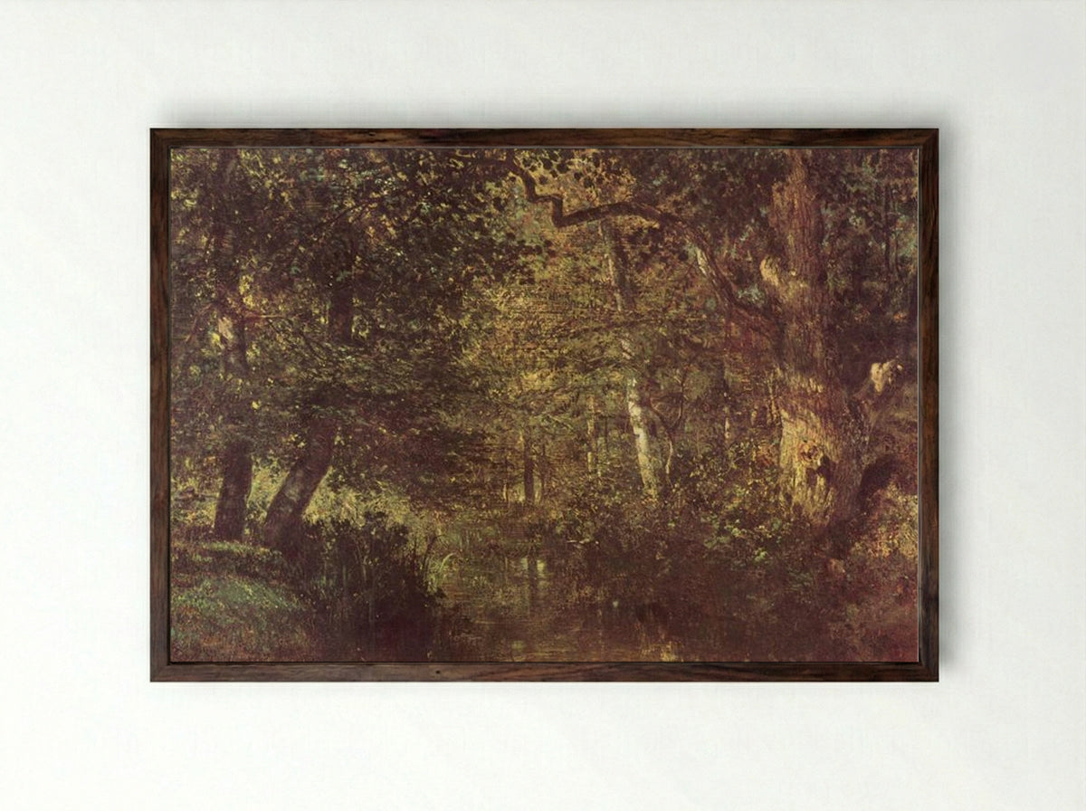 Watercourse in the Woods - Constant Troyon - Framed Print Dark Wood