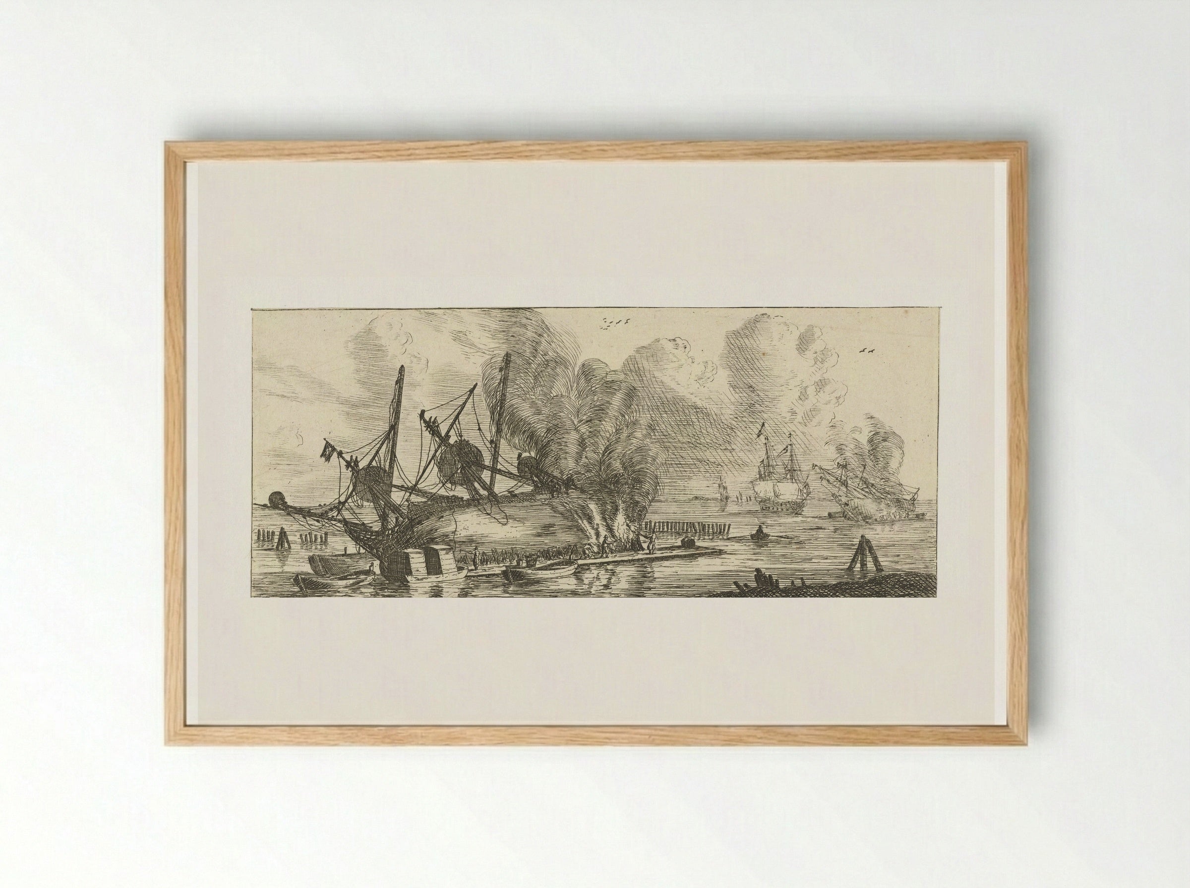 Waterdichtmaken van de romp van een schip - Reinier Nooms - Framed Print Wood
