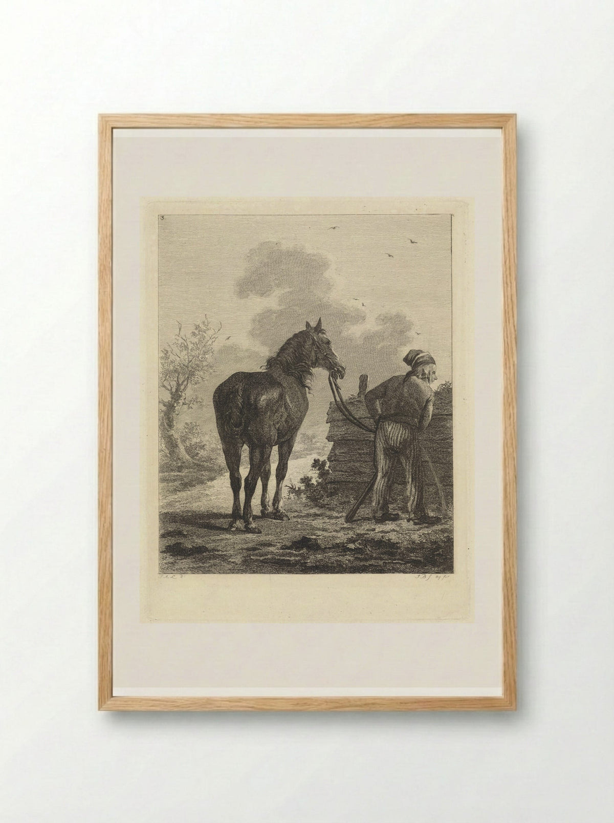 Waterende soldaat met paard - Joannes Bemme - Framed Print Wood