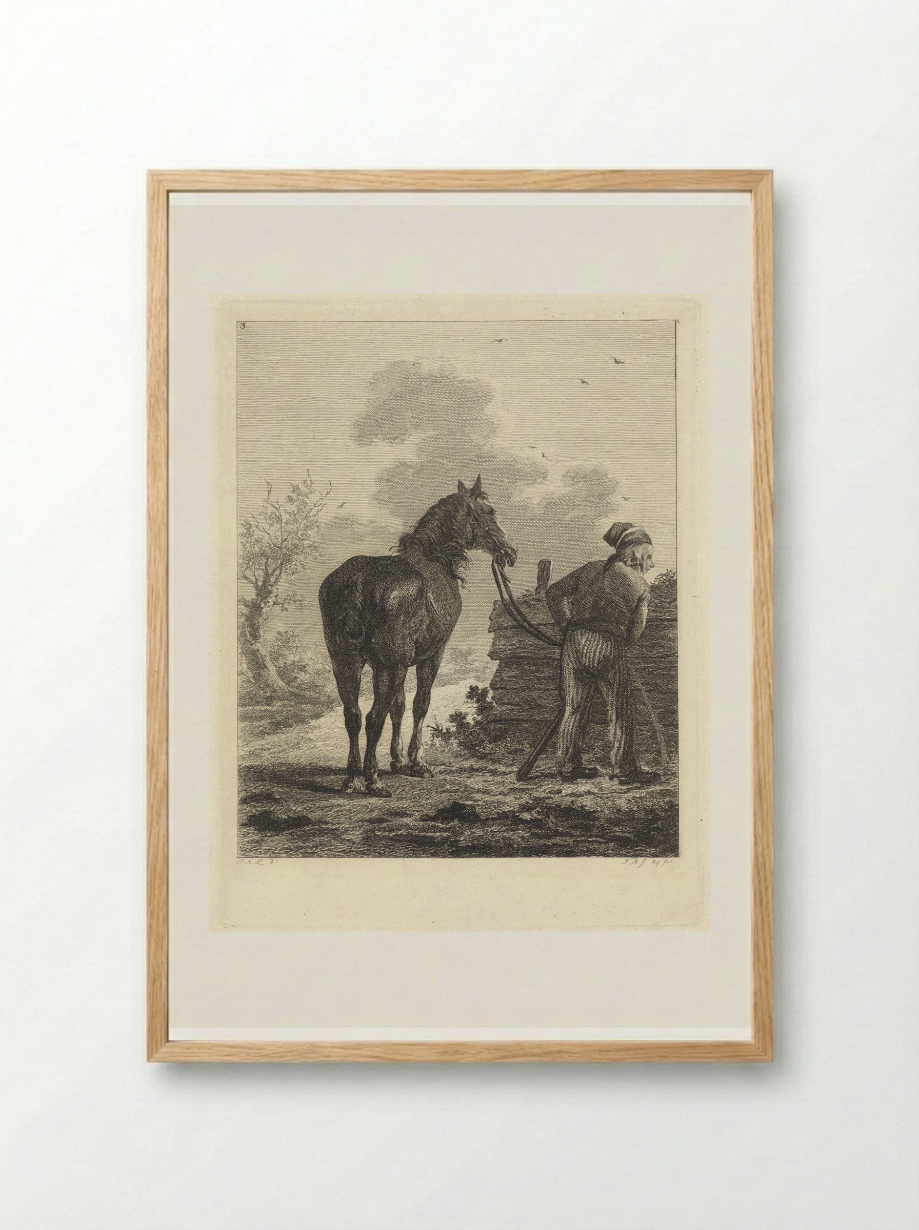 Waterende soldaat met paard - Joannes Bemme - Framed Print Wood