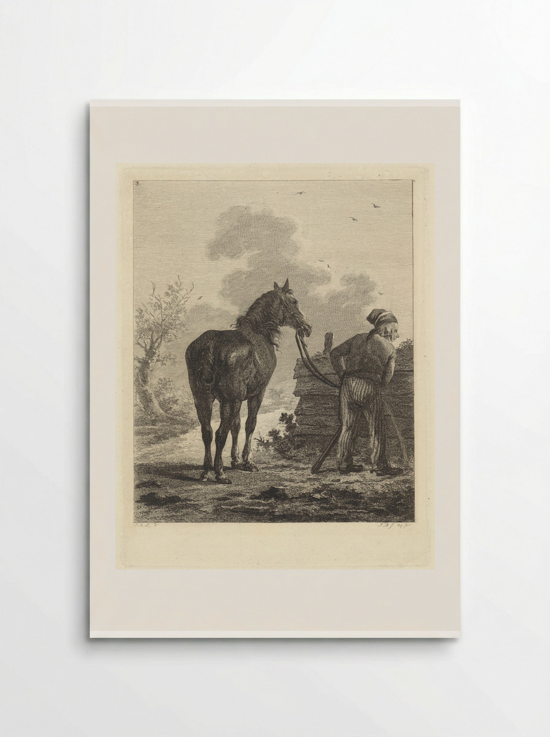 Waterende soldaat met paard - Joannes Bemme - Poster