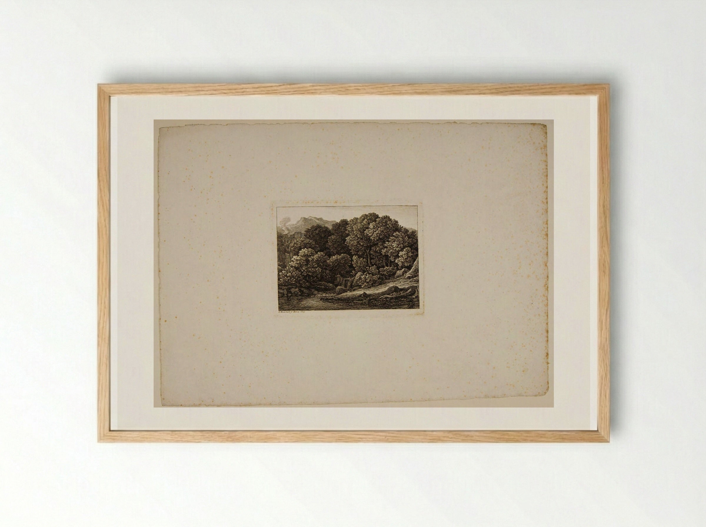 Waterfall Among the Trees - Johann Christian Reinhart - Framed Print Wood