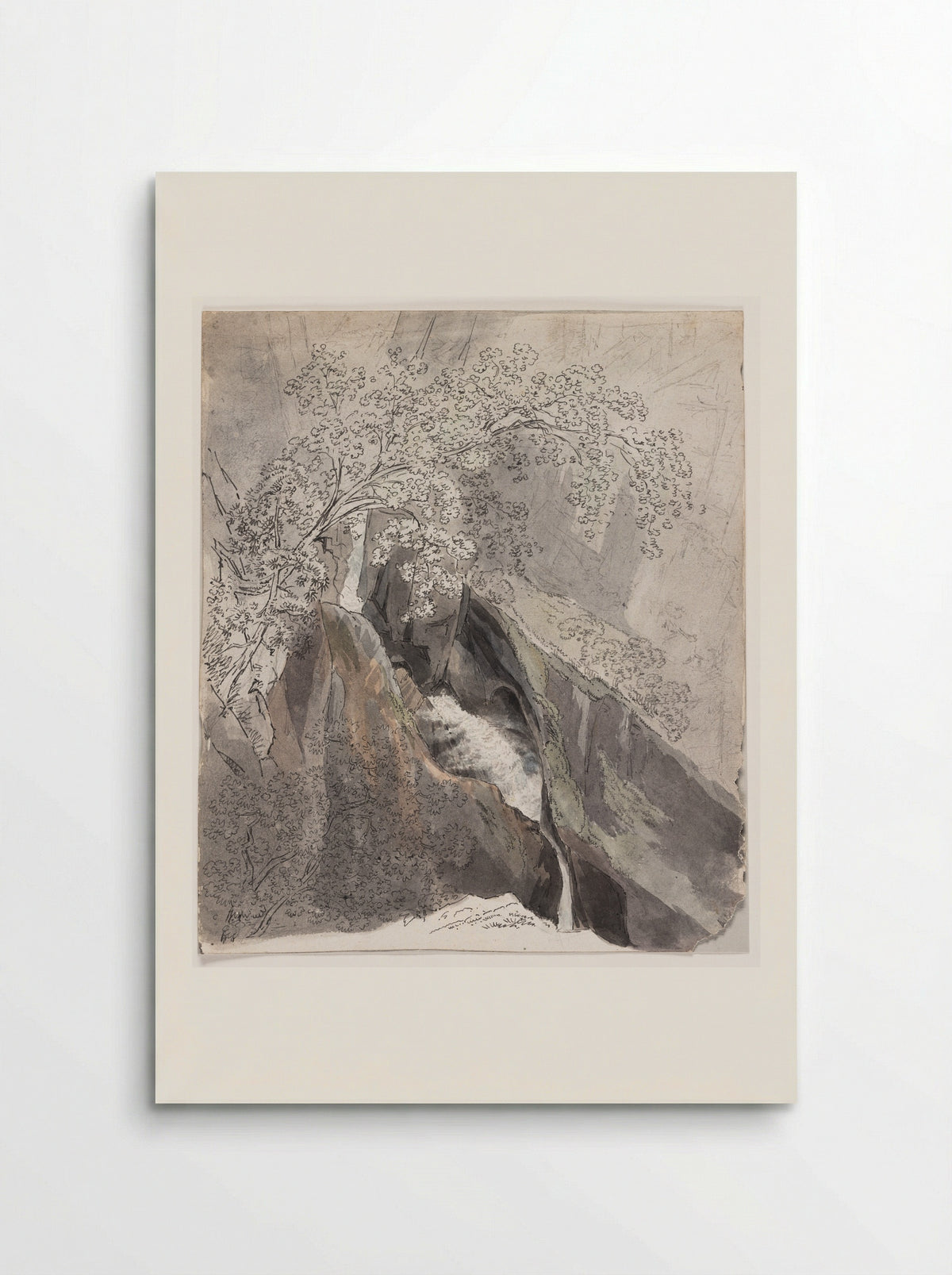 Waterfall Cascading Down a Mountain - Friedrich Salathé - Poster