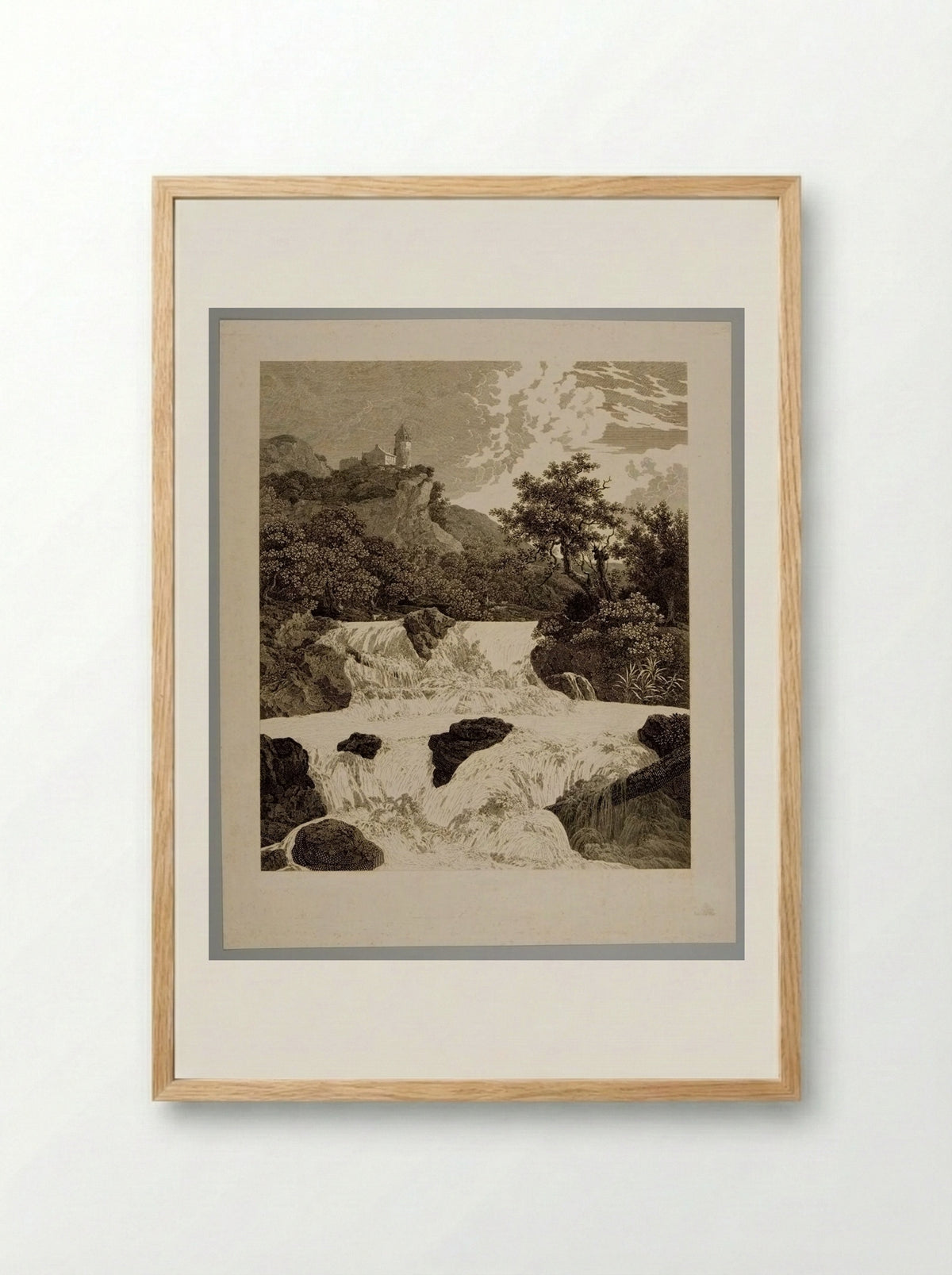 Waterfall with Rocks - Christian Haldenwang - Framed Print Wood